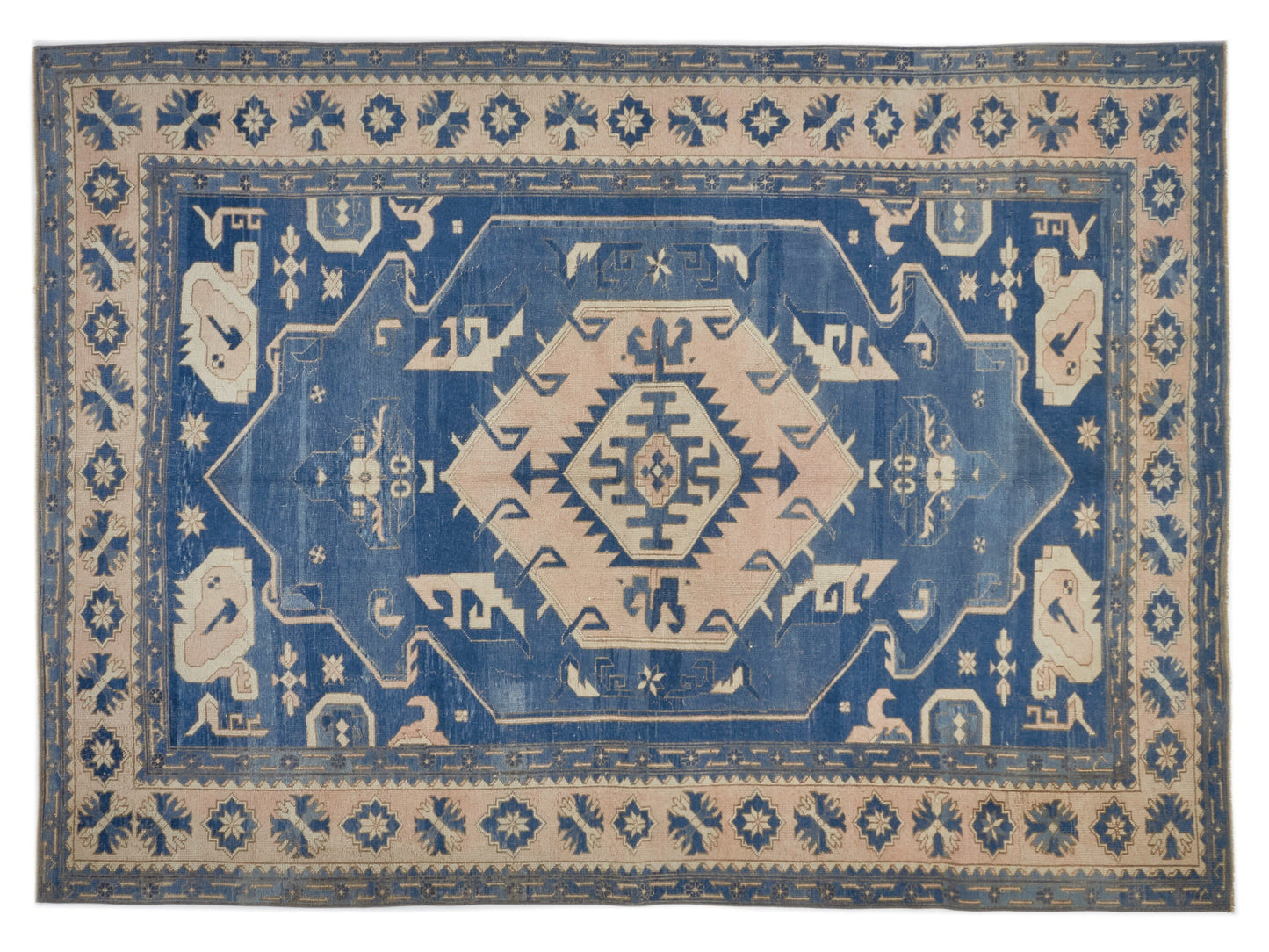8x10 Navy Blue Turkish Rug, Oushak Turkish Vintage Rug, Anatolia Turkey Wool Rug, Geometric rug, Scandinavian rug, Handmade rug, 10028