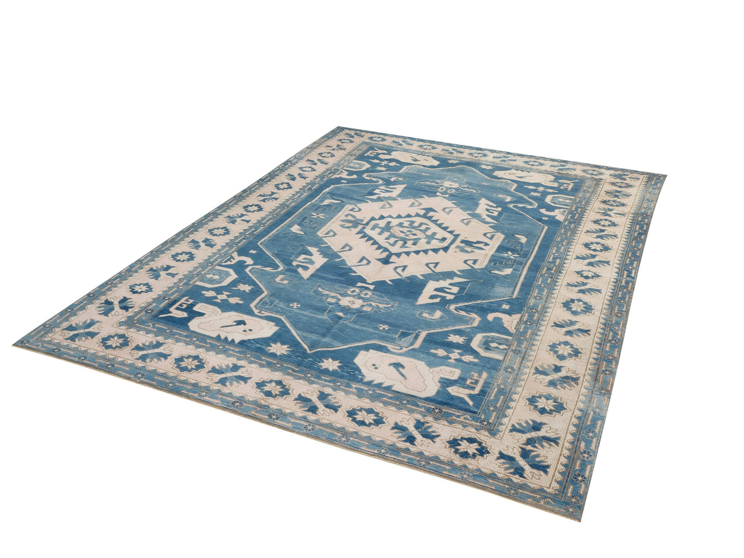 8x10 Navy Blue Turkish Rug, Oushak Turkish Vintage Rug, Anatolia Turkey Wool Rug, Geometric rug, Scandinavian rug, Handmade rug, 10028