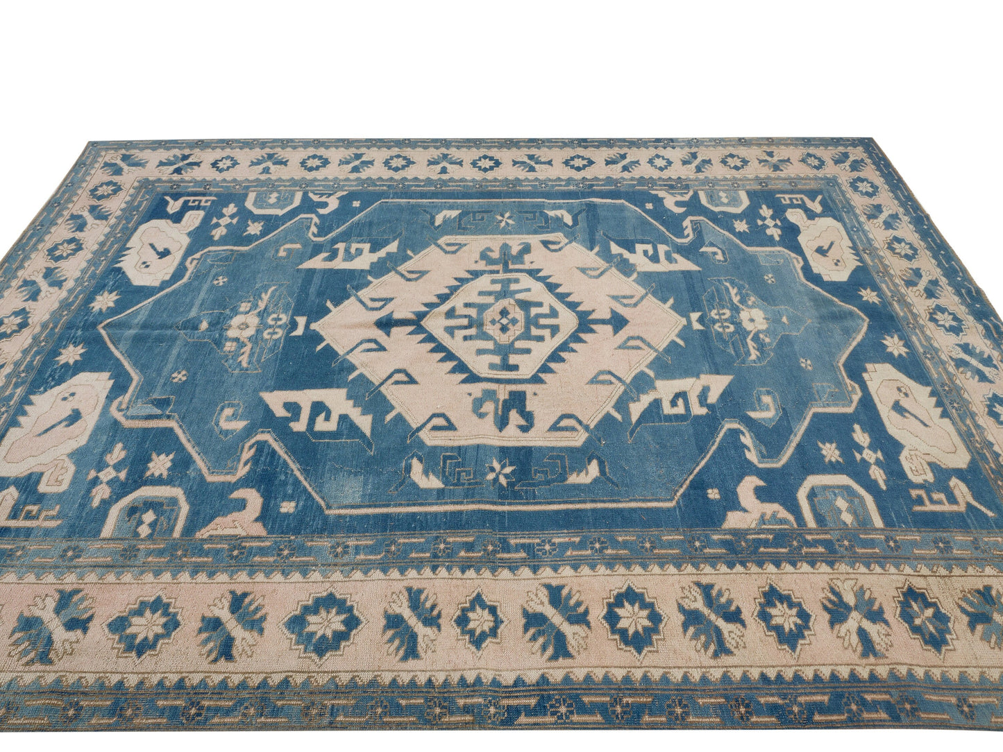 8x10 Navy Blue Turkish Rug, Oushak Turkish Vintage Rug, Anatolia Turkey Wool Rug, Geometric rug, Scandinavian rug, Handmade rug, 10028