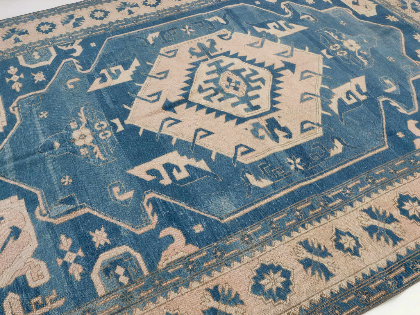 8x10 Navy Blue Turkish Rug, Oushak Turkish Vintage Rug, Anatolia Turkey Wool Rug, Geometric rug, Scandinavian rug, Handmade rug, 10028