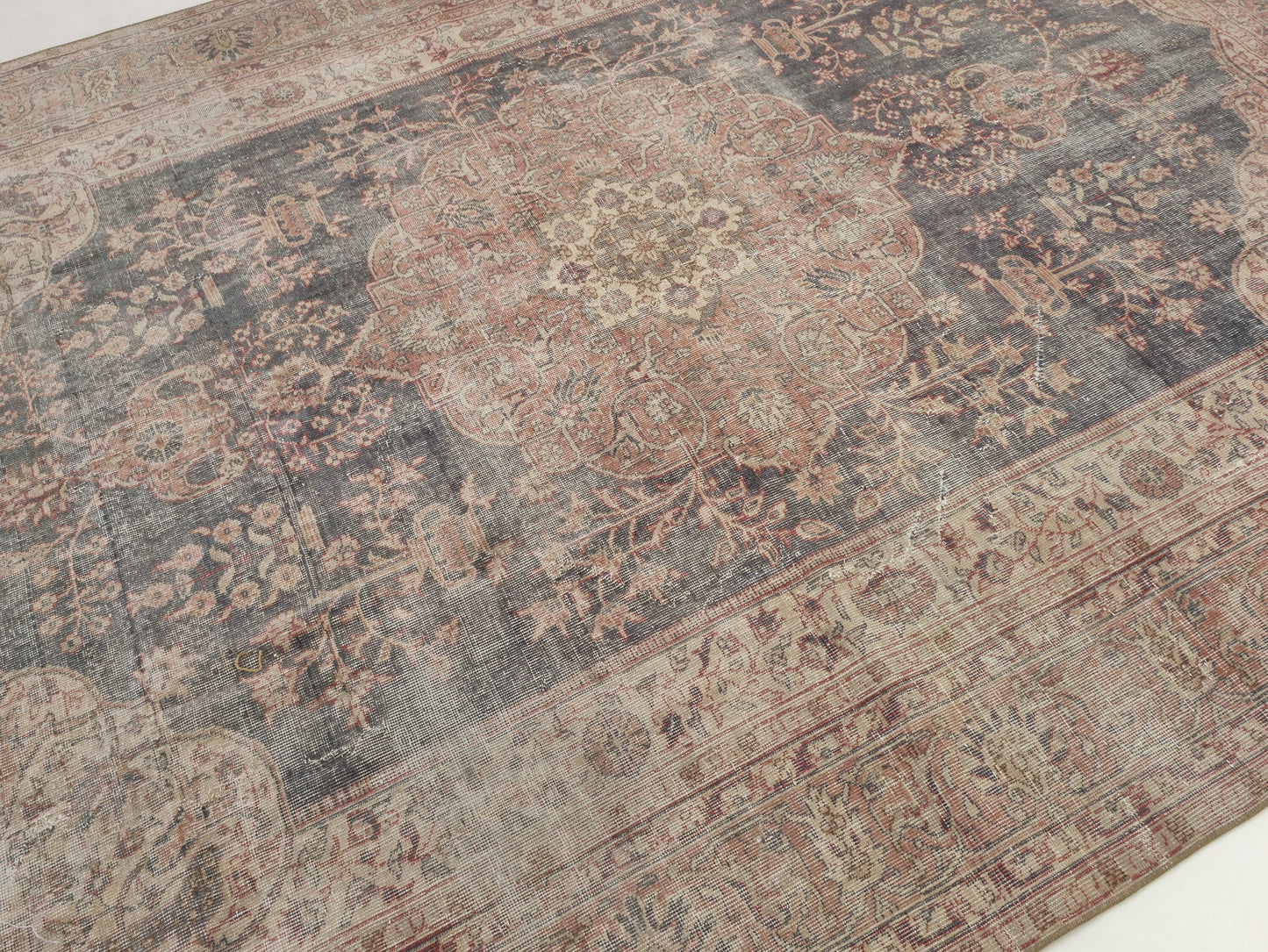Antique Turkish rug, Distressed Vintage Rug, Large Oushak Rug, Navy Blue Rug 8x11, Area Rug, Carpet rug, Oversize rug, Turkey rug, 10293