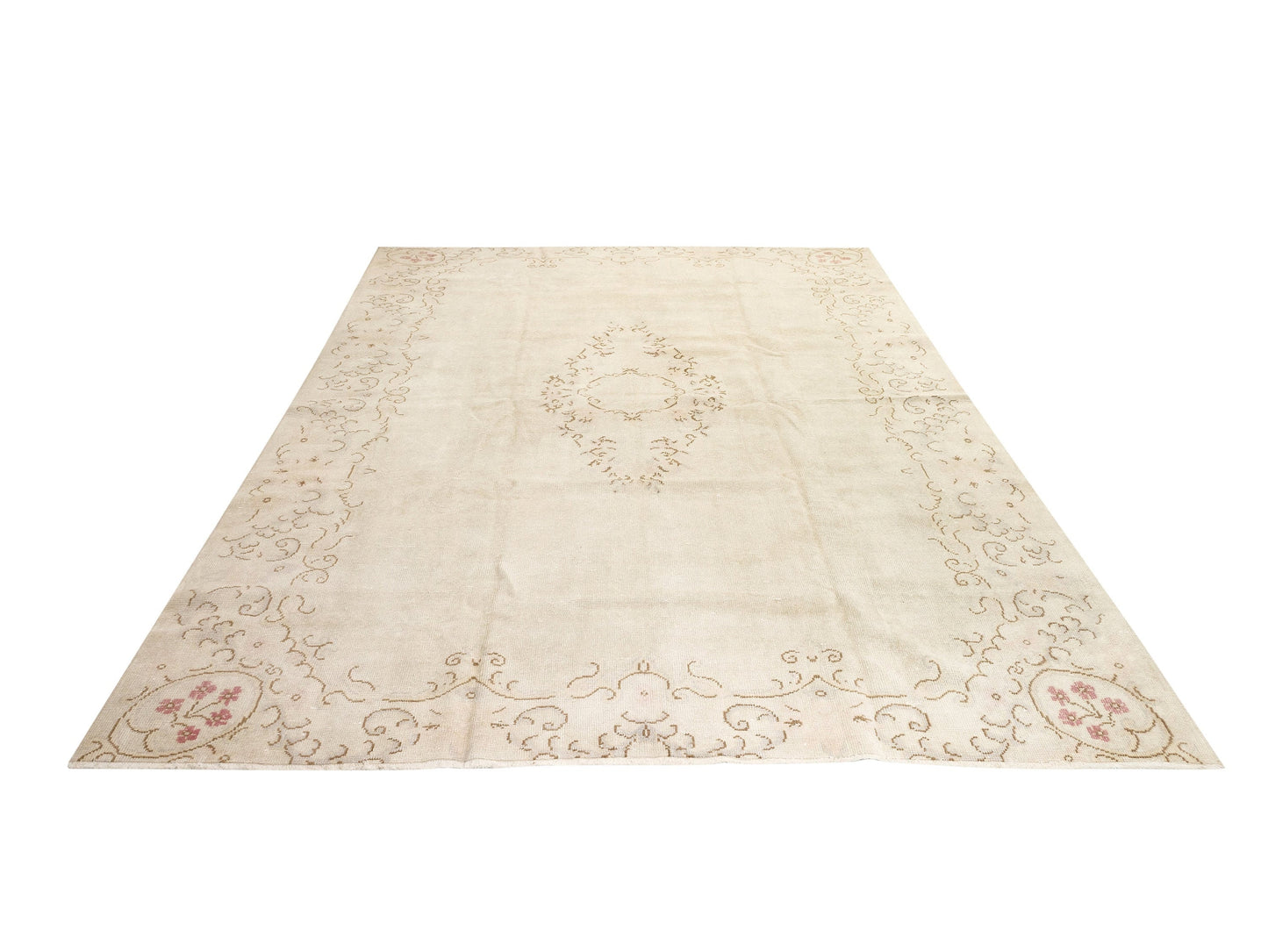Beige rug 8x11, Turkish Vintage Oushak Rug ,Floral Rug, Pale Rug, Old Rug, Carpet Rug, Handmade Rug, Large Rug 8x11, Wool Area Rug, 6179