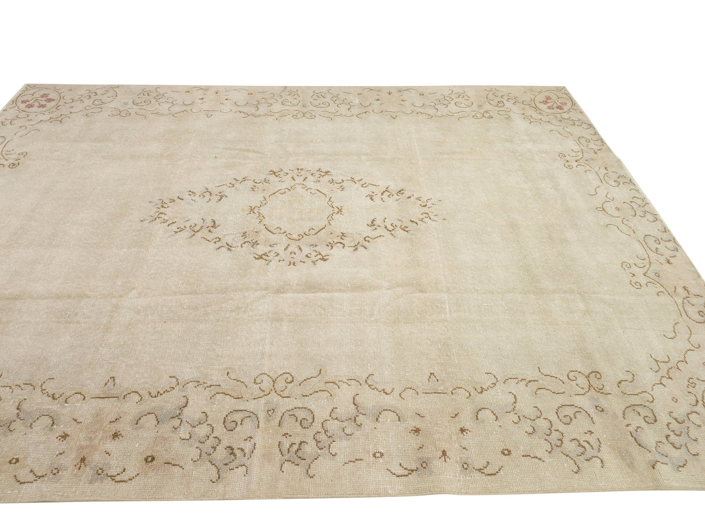 Beige rug 8x11, Turkish Vintage Oushak Rug ,Floral Rug, Pale Rug, Old Rug, Carpet Rug, Handmade Rug, Large Rug 8x11, Wool Area Rug, 6179