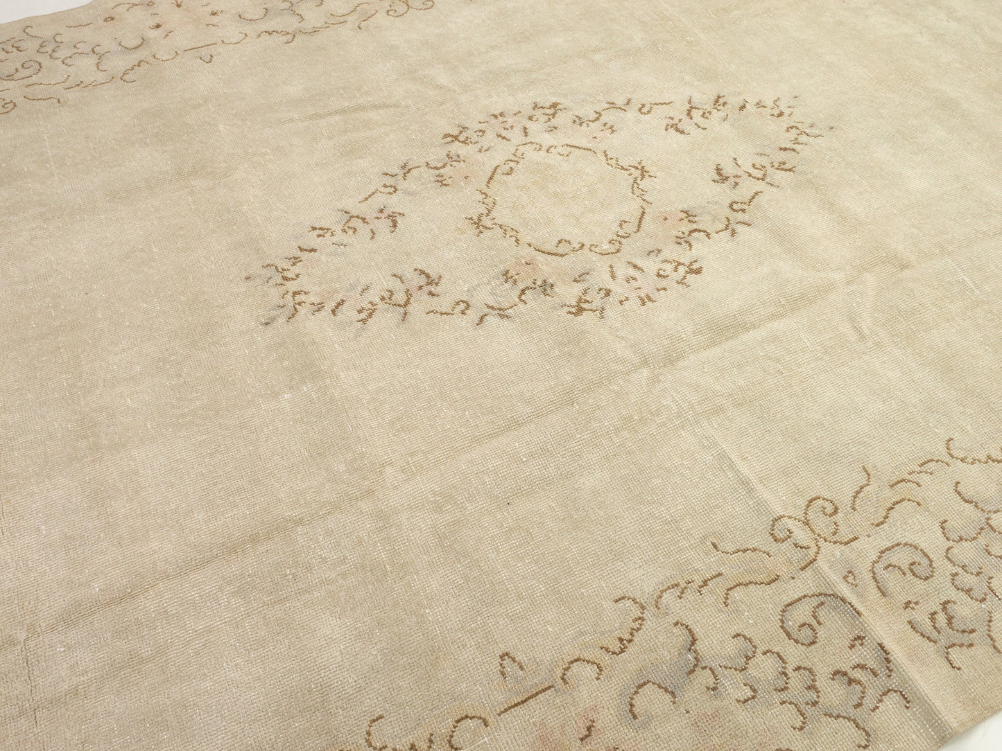 Beige rug 8x11, Turkish Vintage Oushak Rug ,Floral Rug, Pale Rug, Old Rug, Carpet Rug, Handmade Rug, Large Rug 8x11, Wool Area Rug, 6179