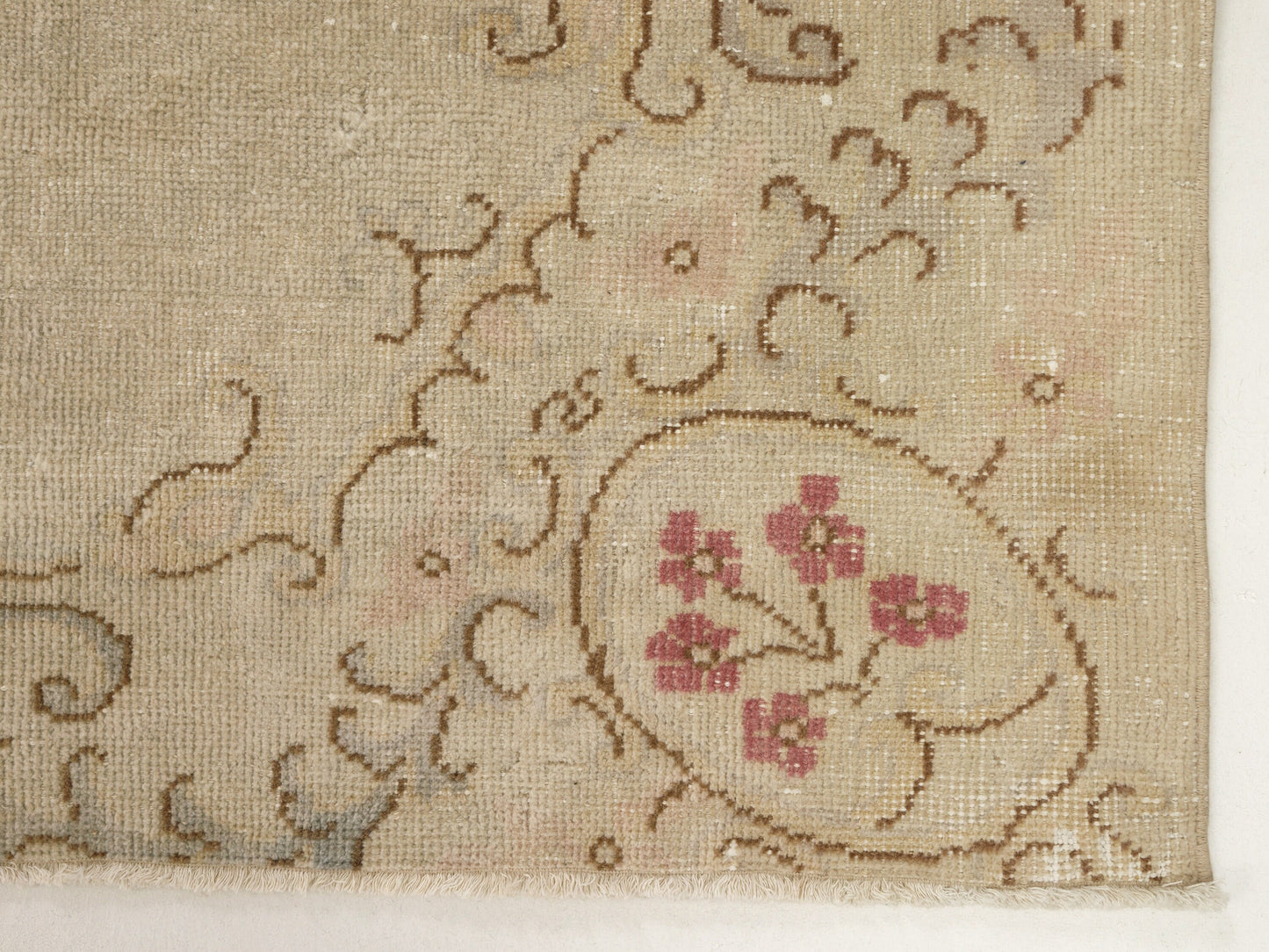 Beige rug 8x11, Turkish Vintage Oushak Rug ,Floral Rug, Pale Rug, Old Rug, Carpet Rug, Handmade Rug, Large Rug 8x11, Wool Area Rug, 6179