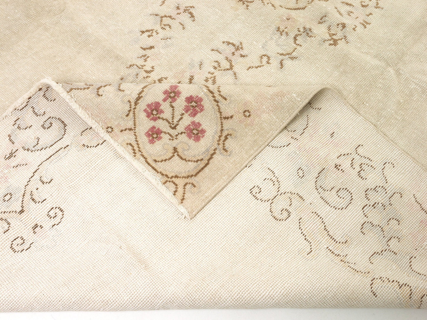 Beige rug 8x11, Turkish Vintage Oushak Rug ,Floral Rug, Pale Rug, Old Rug, Carpet Rug, Handmade Rug, Large Rug 8x11, Wool Area Rug, 6179