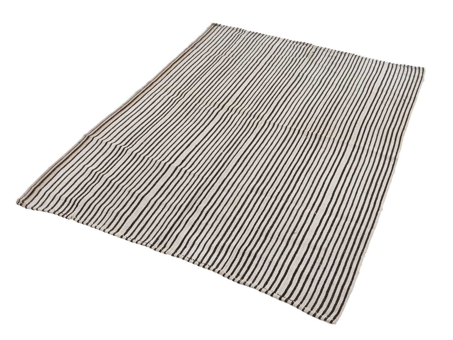 Turkish Handmade Kilim Rug, Vintage Black Striped Kilim Rug, Area Unique Kilim Rug, Kid Room Rug, Neutral Muted Rug, Kilim Rug 5x6, 12733