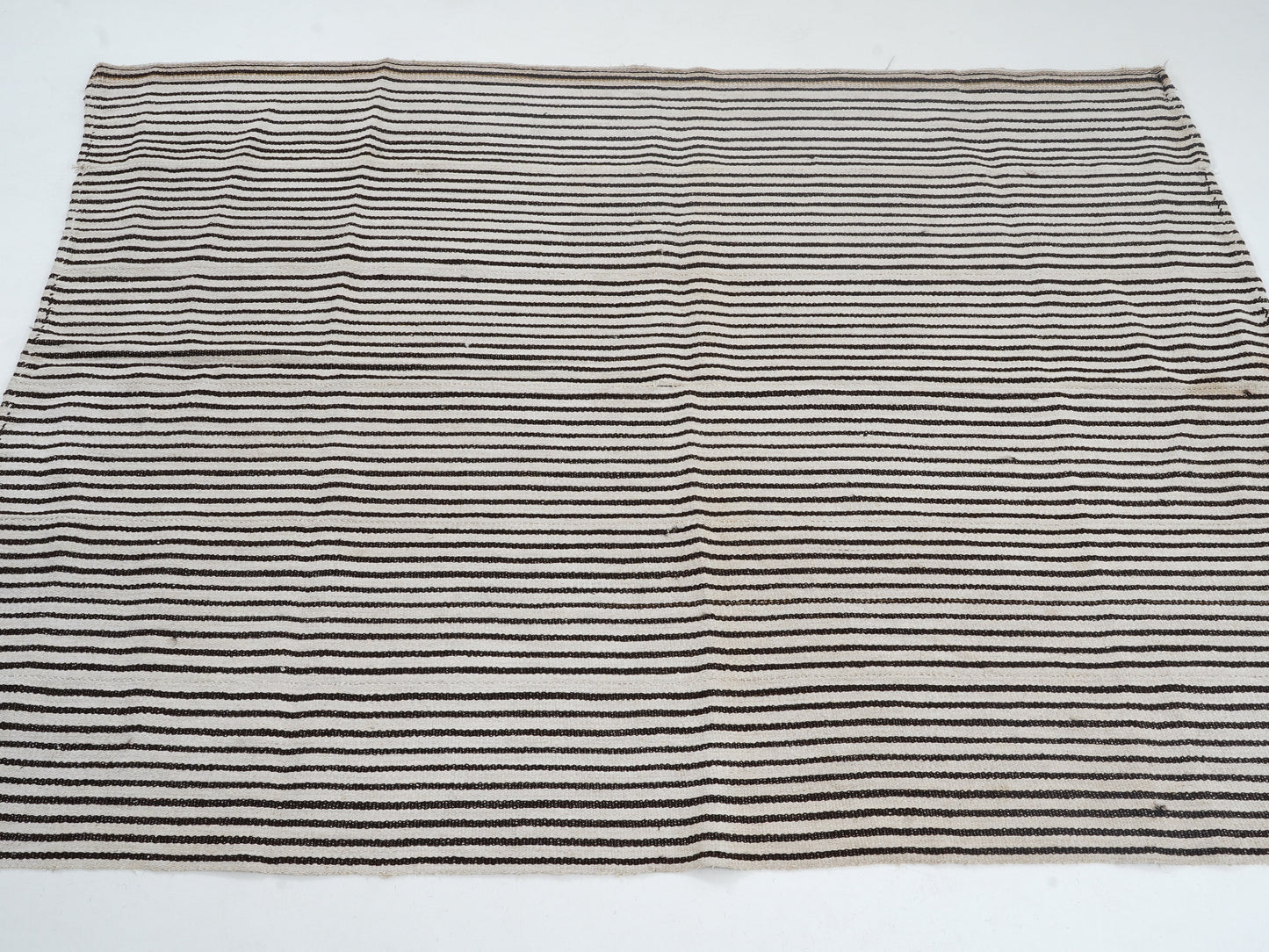 Turkish Handmade Kilim Rug, Vintage Black Striped Kilim Rug, Area Unique Kilim Rug, Kid Room Rug, Neutral Muted Rug, Kilim Rug 5x6, 12733
