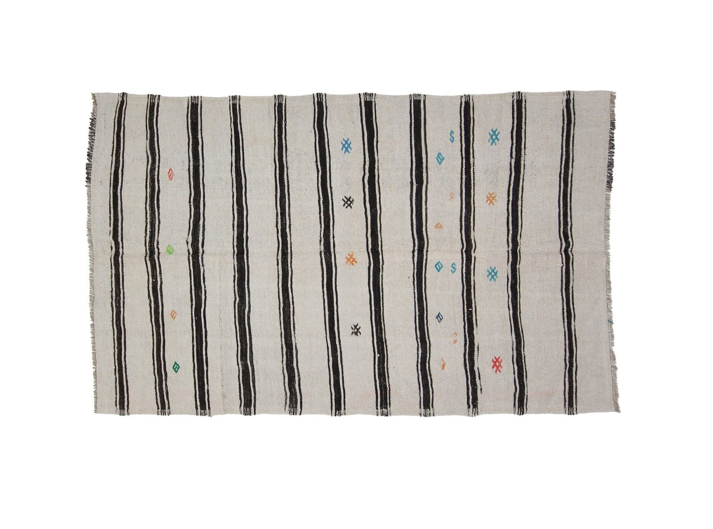 6x9 White Striped Hemp Kilim Rug, Vintage Hemp Rug, Turkish Hemp Kilim Rug, Floor Hemp Kilim Rug, Contemporary,Modern Rug,7848