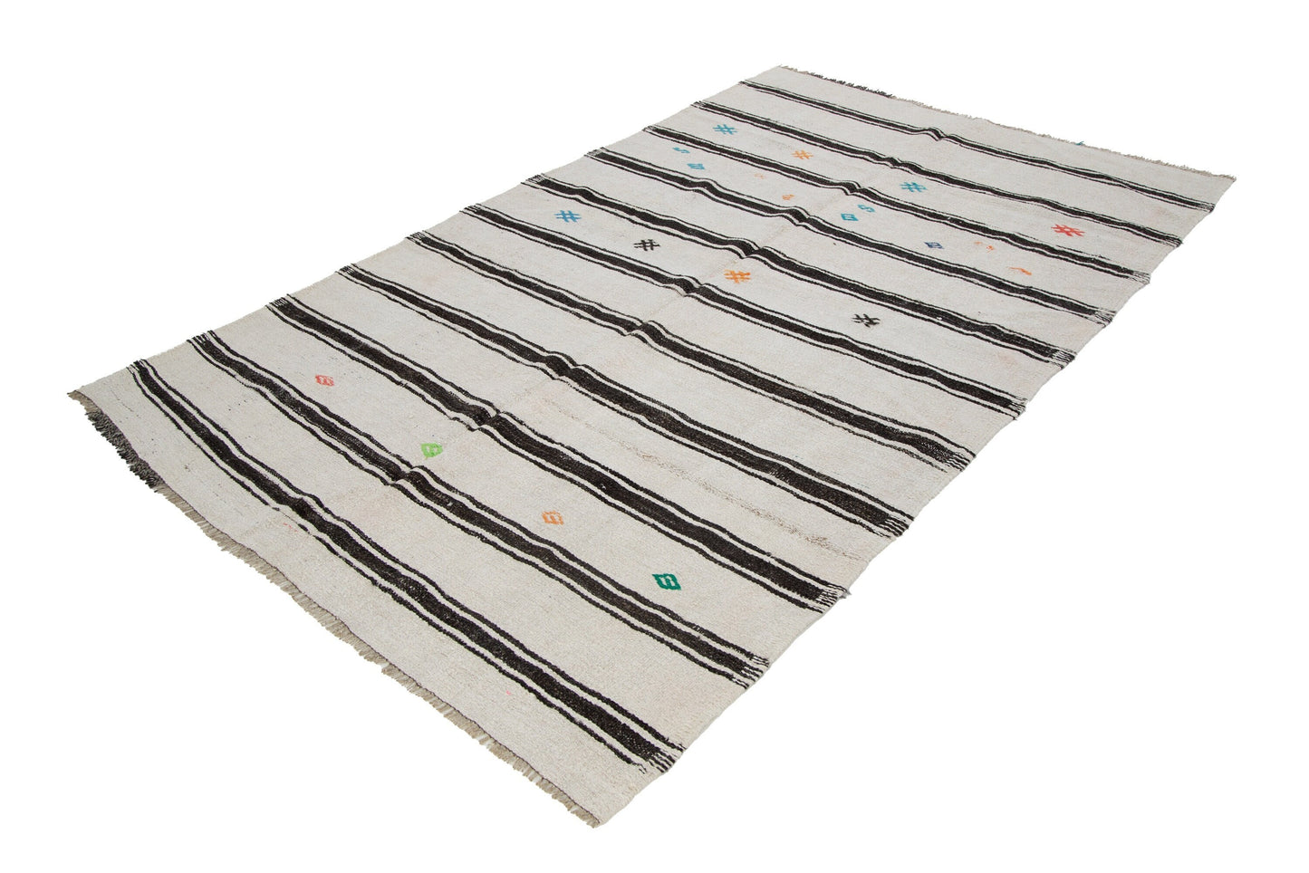 6x9 White Striped Hemp Kilim Rug, Vintage Hemp Rug, Turkish Hemp Kilim Rug, Floor Hemp Kilim Rug, Contemporary,Modern Rug,7848