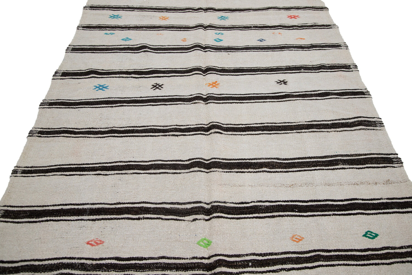 6x9 White Striped Hemp Kilim Rug, Vintage Hemp Rug, Turkish Hemp Kilim Rug, Floor Hemp Kilim Rug, Contemporary,Modern Rug,7848