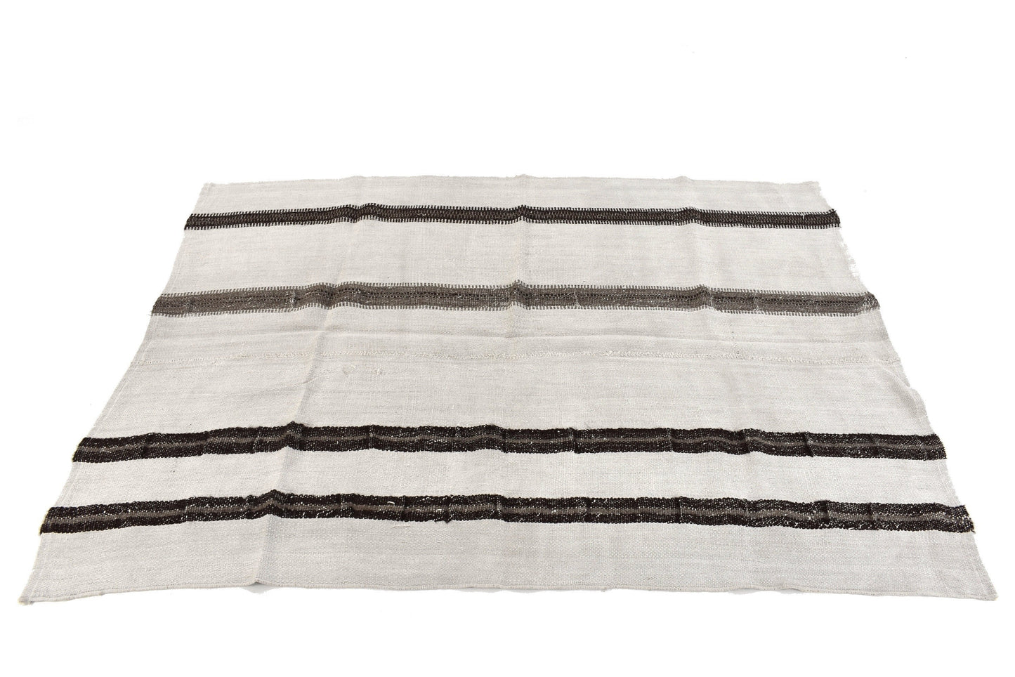 Kilim Rug 5x7 Striped, Turkish Kilim Rug Organic, Neutral Vintage kilim rug, Modern kilim rug, White Hemp kilim rug, Living room,6102