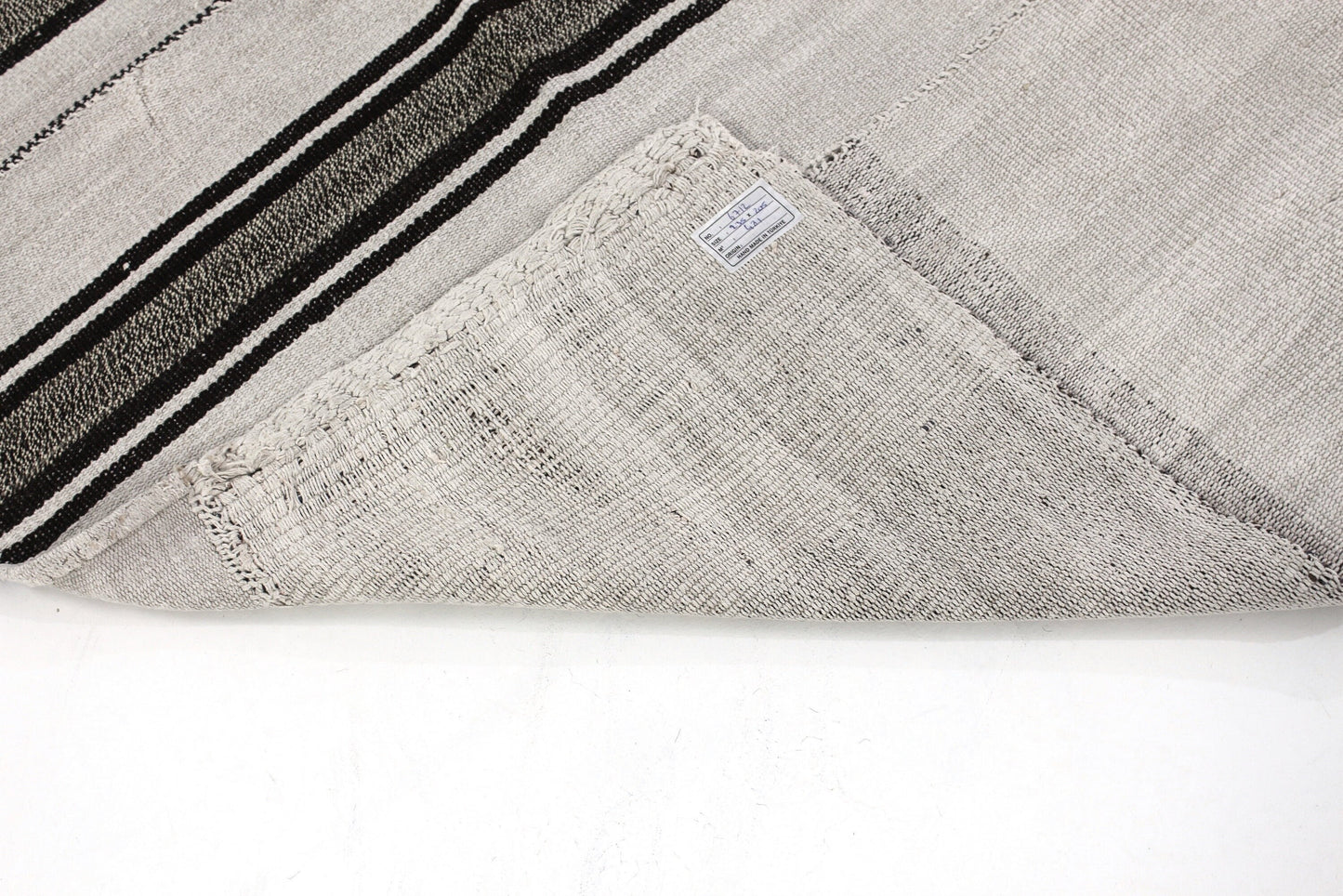Black and White Striped Kilim Rug,Hemp Kilim Rug,Square Kilim Rug, ,Unique Rug,Organic Rug,Neutral