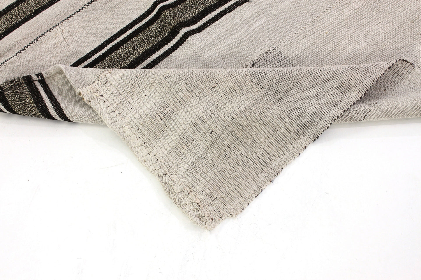 Black and White Striped Kilim Rug,Hemp Kilim Rug,Square Kilim Rug, ,Unique Rug,Organic Rug,Neutral