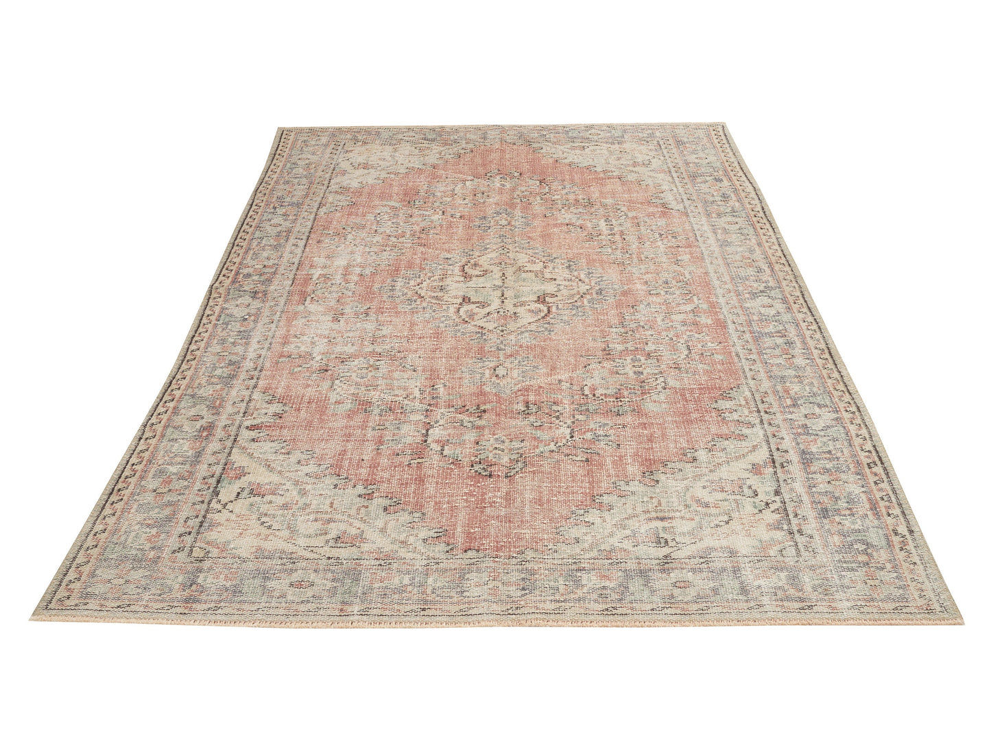 Handmade Oushak Eclectic Rug, Vintage Area Faded Rug, Rug 6x9, Living Room Rug, Bohemian Rug, Turkish Antique Rug, Neutral Floor Rug, 11558