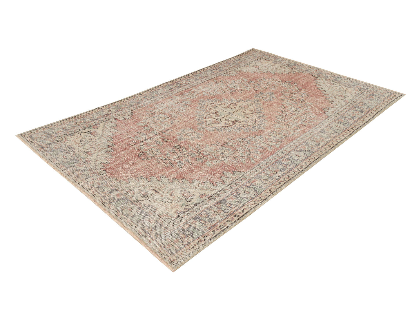 Handmade Oushak Eclectic Rug, Vintage Area Faded Rug, Rug 6x9, Living Room Rug, Bohemian Rug, Turkish Antique Rug, Neutral Floor Rug, 11558