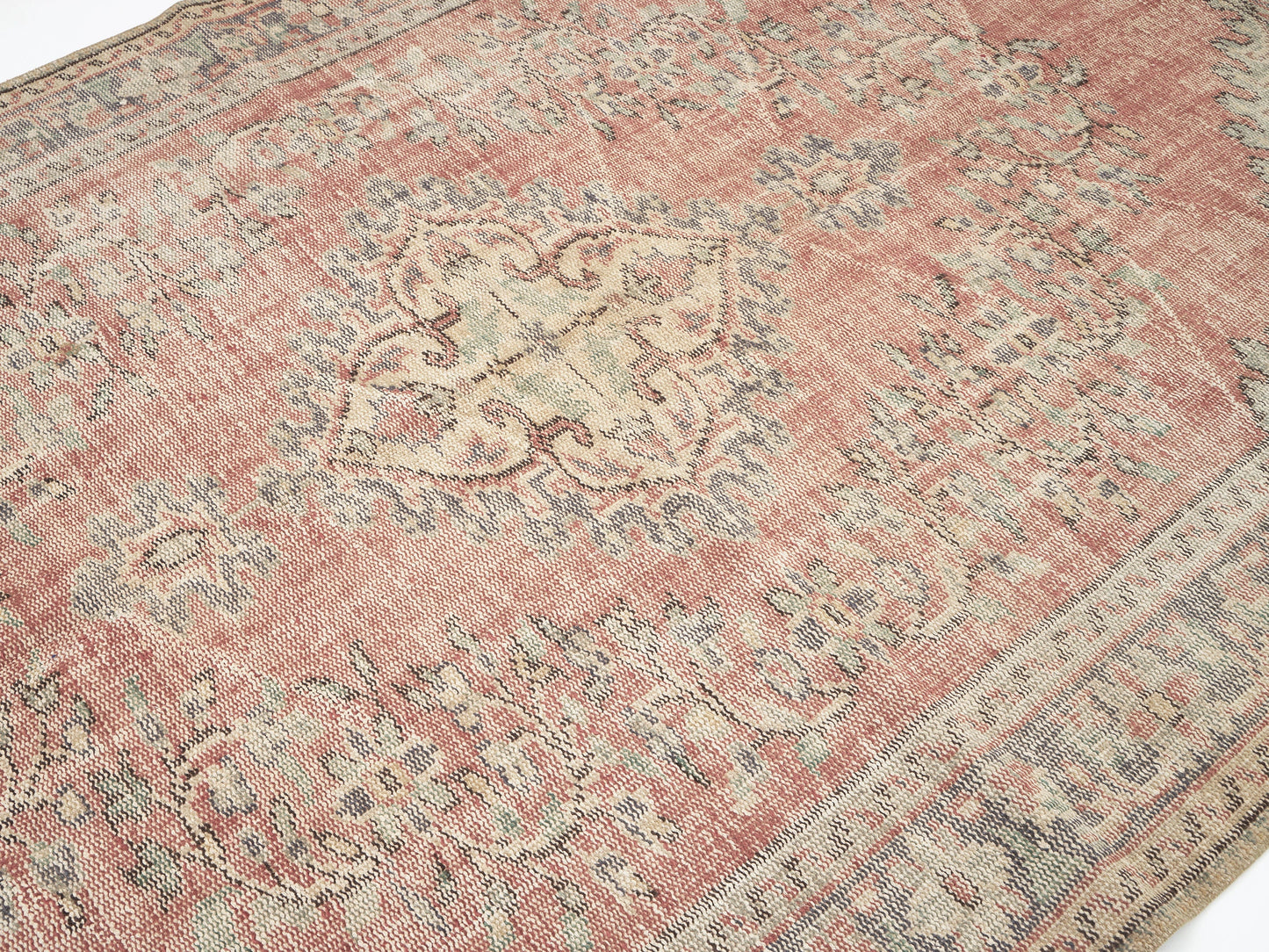 Handmade Oushak Eclectic Rug, Vintage Area Faded Rug, Rug 6x9, Living Room Rug, Bohemian Rug, Turkish Antique Rug, Neutral Floor Rug, 11558