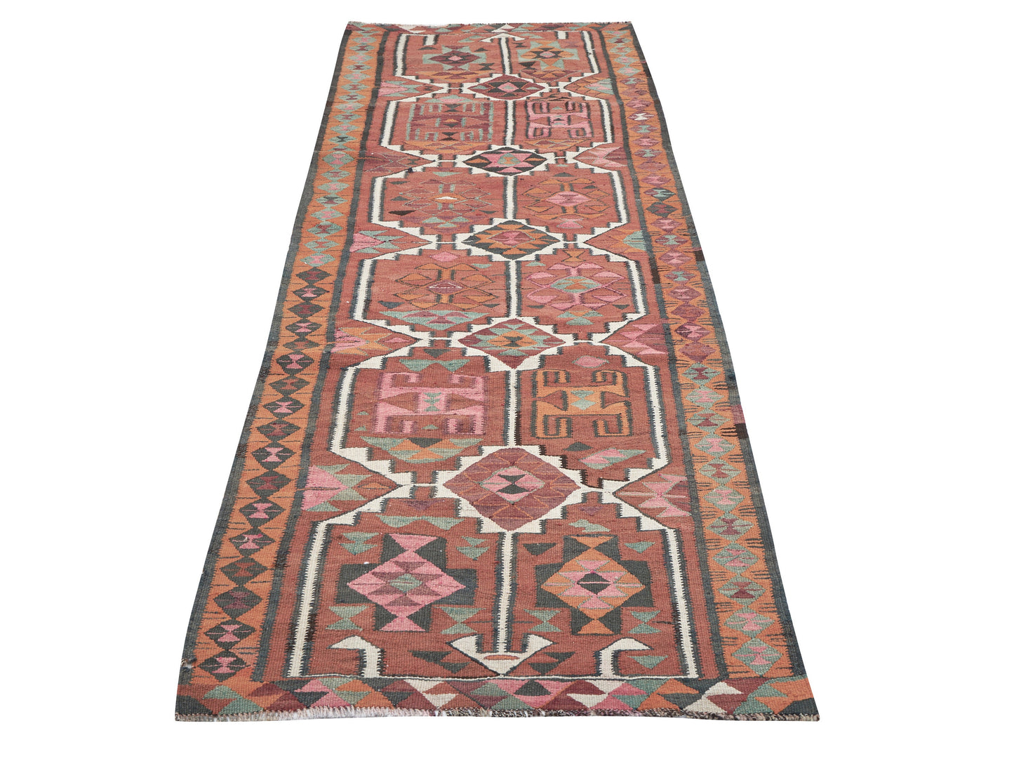 Turkish Oushak Runner Rug, Vintage Runner, Handmade Antique Runner Rug, Anatolia Rug, Kilim Runner, Hallway Runner, Runner Rug 4x11, 11267