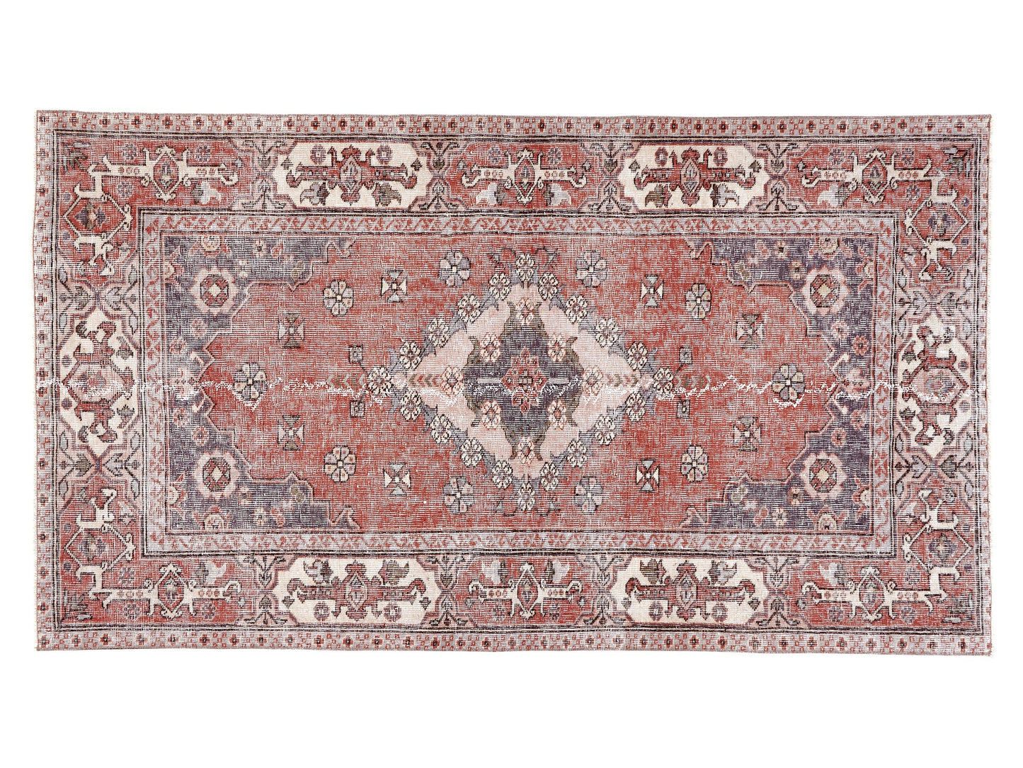 Vintage Handmade Rug, Turkish Rug, Area Rug, Oushak Bohemian Unique Rug, Anatolia Eclectic Rug, Rug 4x7, Office Rug, Carpet Rug, 10353