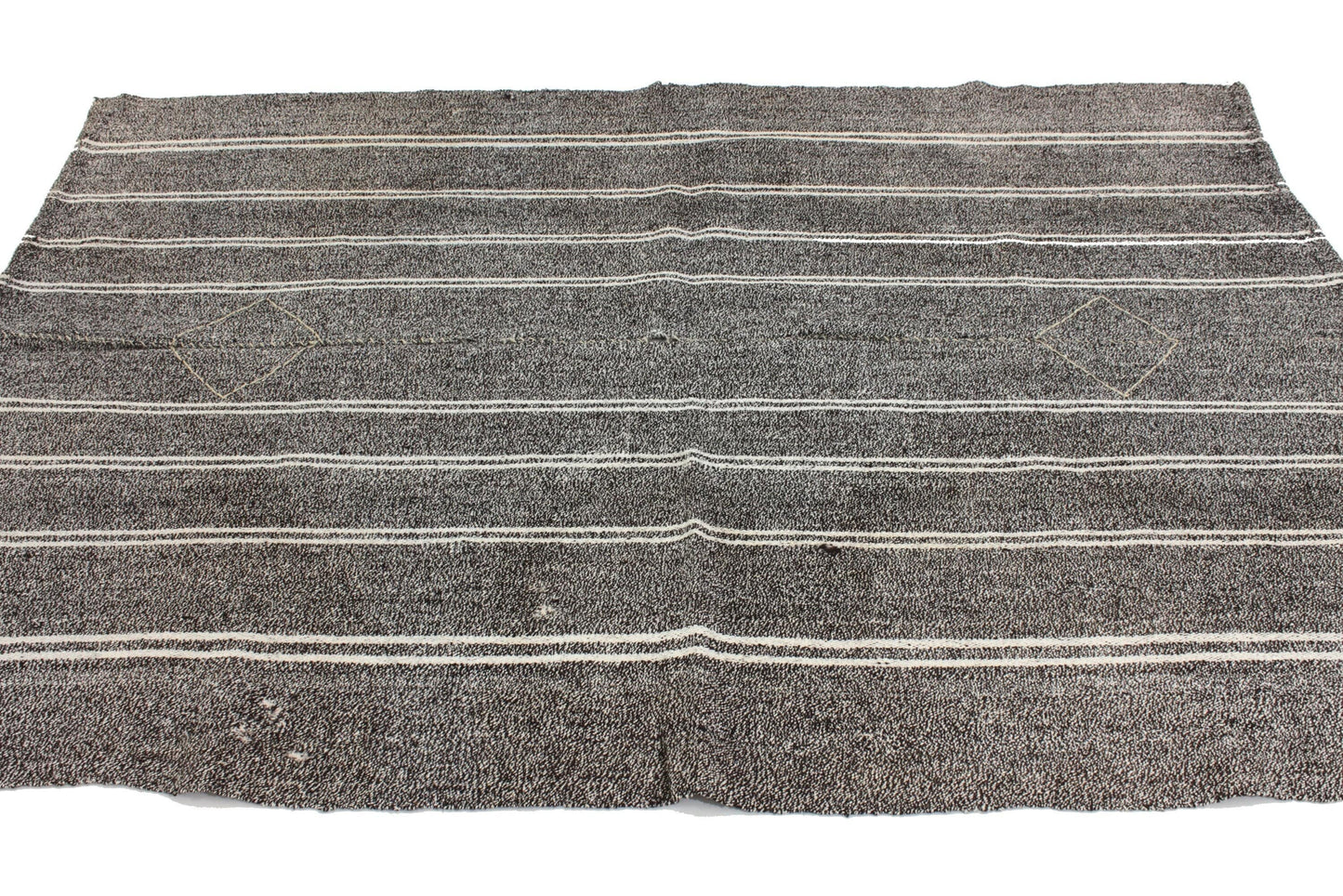 Unique One of a kind Goat Hair Gray Modern Area Vintage Turkish Kilim Rug 5x7, 6261
