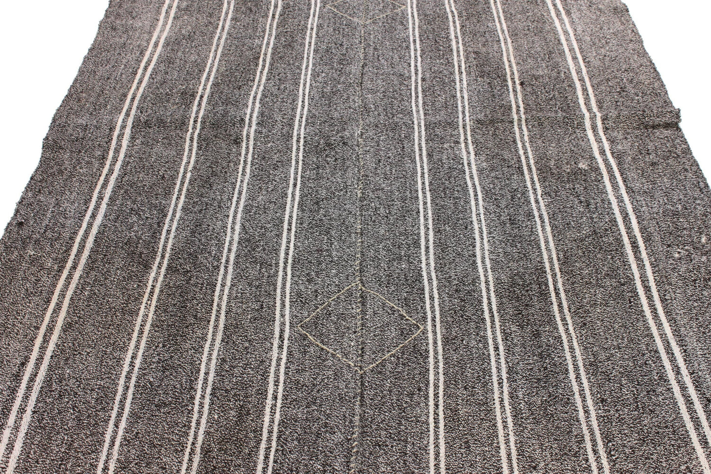 Unique One of a kind Goat Hair Gray Modern Area Vintage Turkish Kilim Rug 5x7, 6261