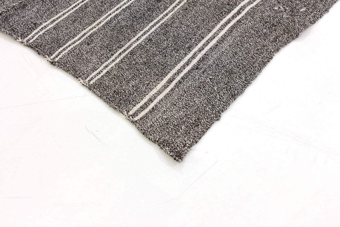 Unique One of a kind Goat Hair Gray Modern Area Vintage Turkish Kilim Rug 5x7, 6261