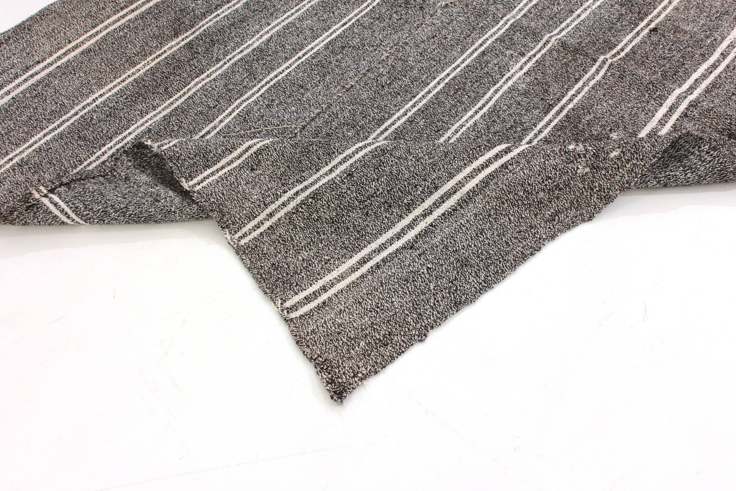 Unique One of a kind Goat Hair Gray Modern Area Vintage Turkish Kilim Rug 5x7, 6261