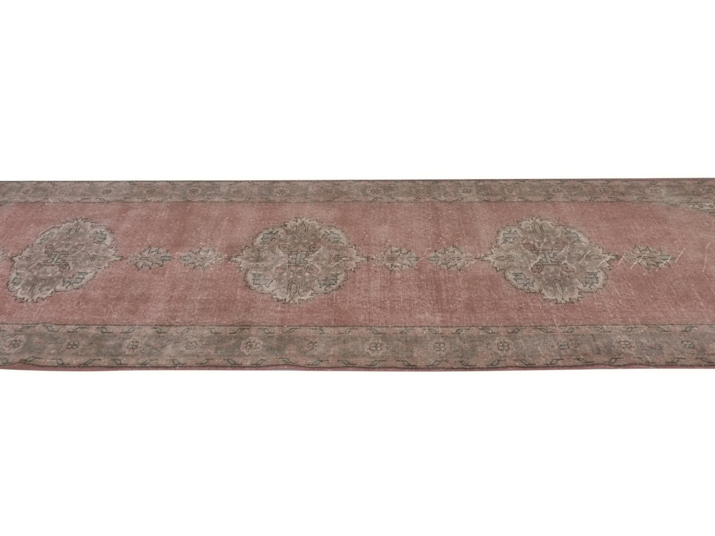 3x12, Turkish Vintage Oushak Runner rug 3x12, Handmade Boho Carpet Runner, Hallway Rug, Kitchen rug, Pink Runner rug, 3x12 Rug runner, 8787