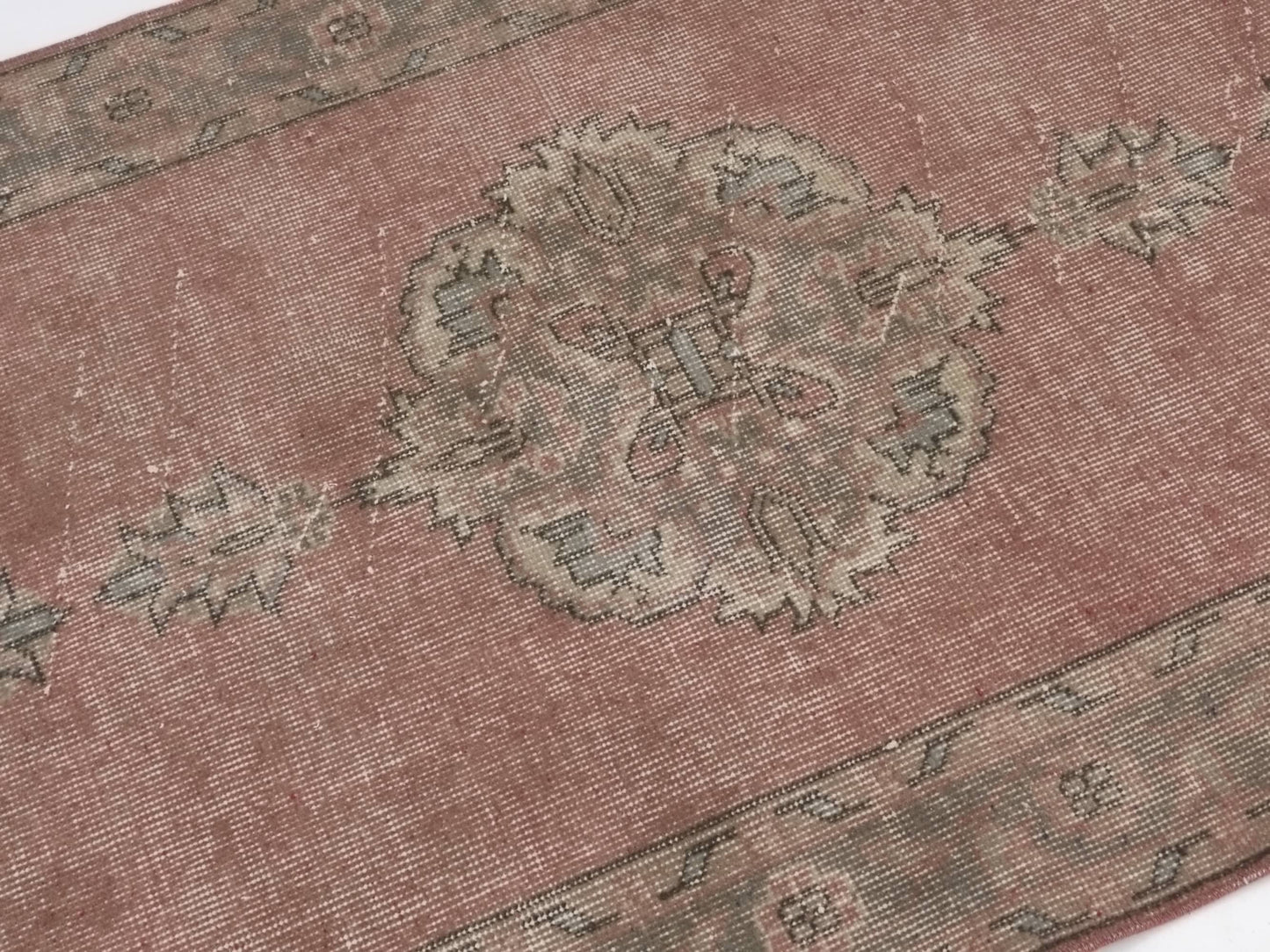 3x12, Turkish Vintage Oushak Runner rug 3x12, Handmade Boho Carpet Runner, Hallway Rug, Kitchen rug, Pink Runner rug, 3x12 Rug runner, 8787