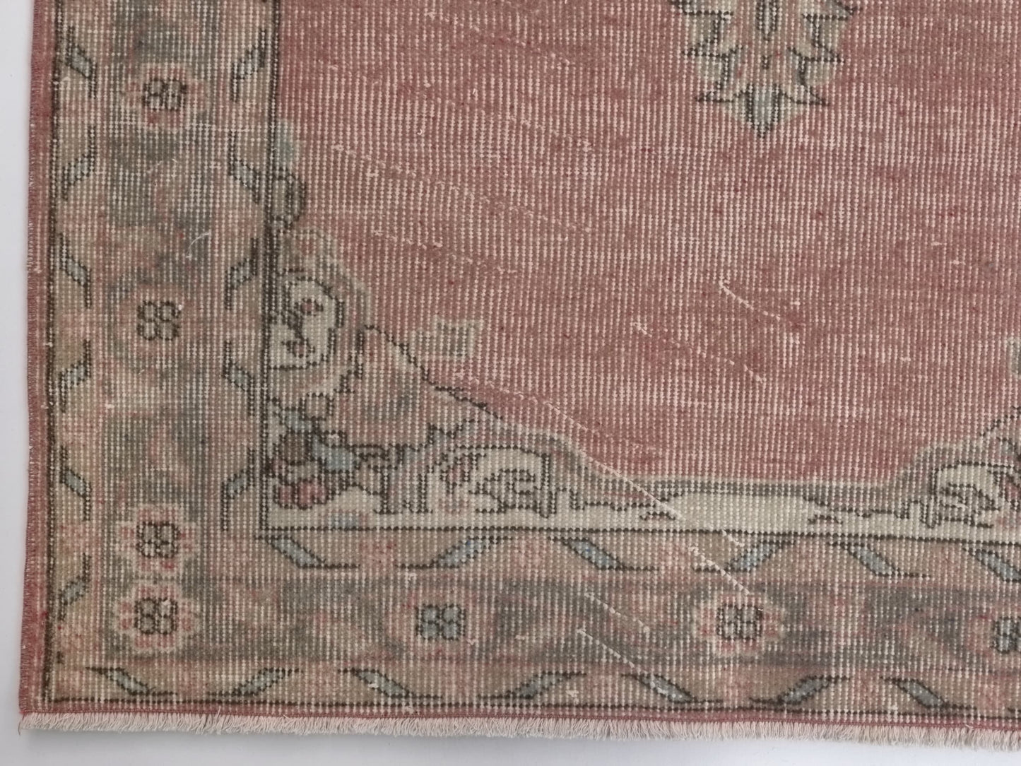 3x12, Turkish Vintage Oushak Runner rug 3x12, Handmade Boho Carpet Runner, Hallway Rug, Kitchen rug, Pink Runner rug, 3x12 Rug runner, 8787