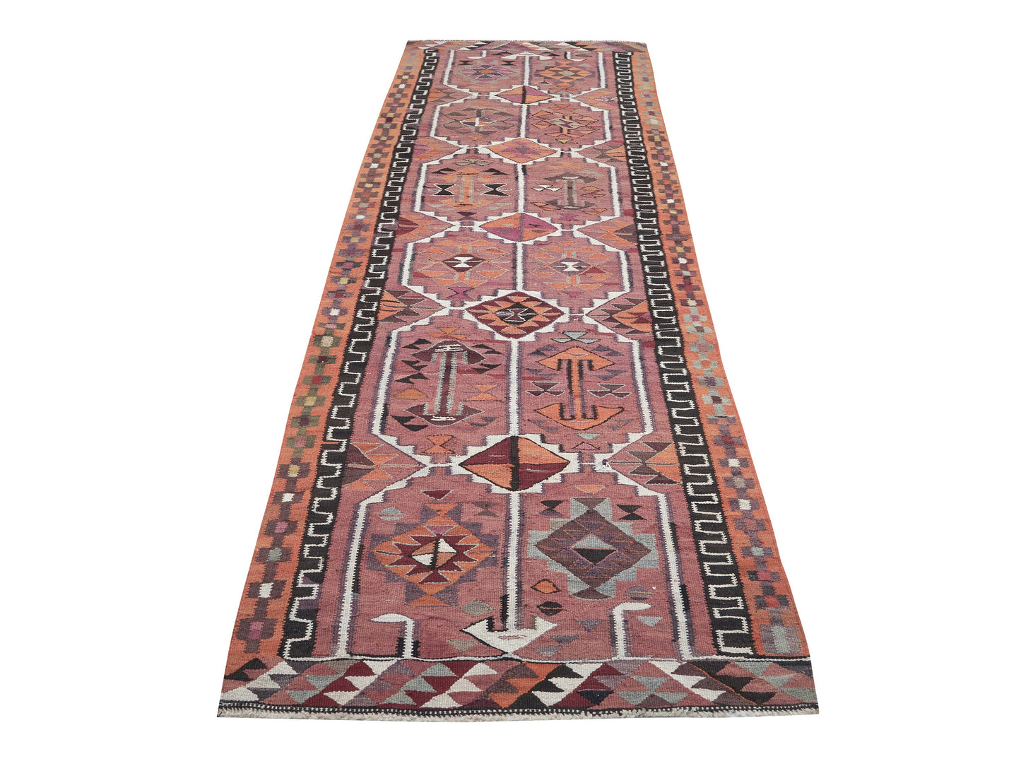 Turkish Vintage Runner Rug, Oushak Eclectic Runner Rug, Handmade Antique Runner Rug, Kilim Runner Rug, Bohemian Rug, Runner Rug 4x12, 11280
