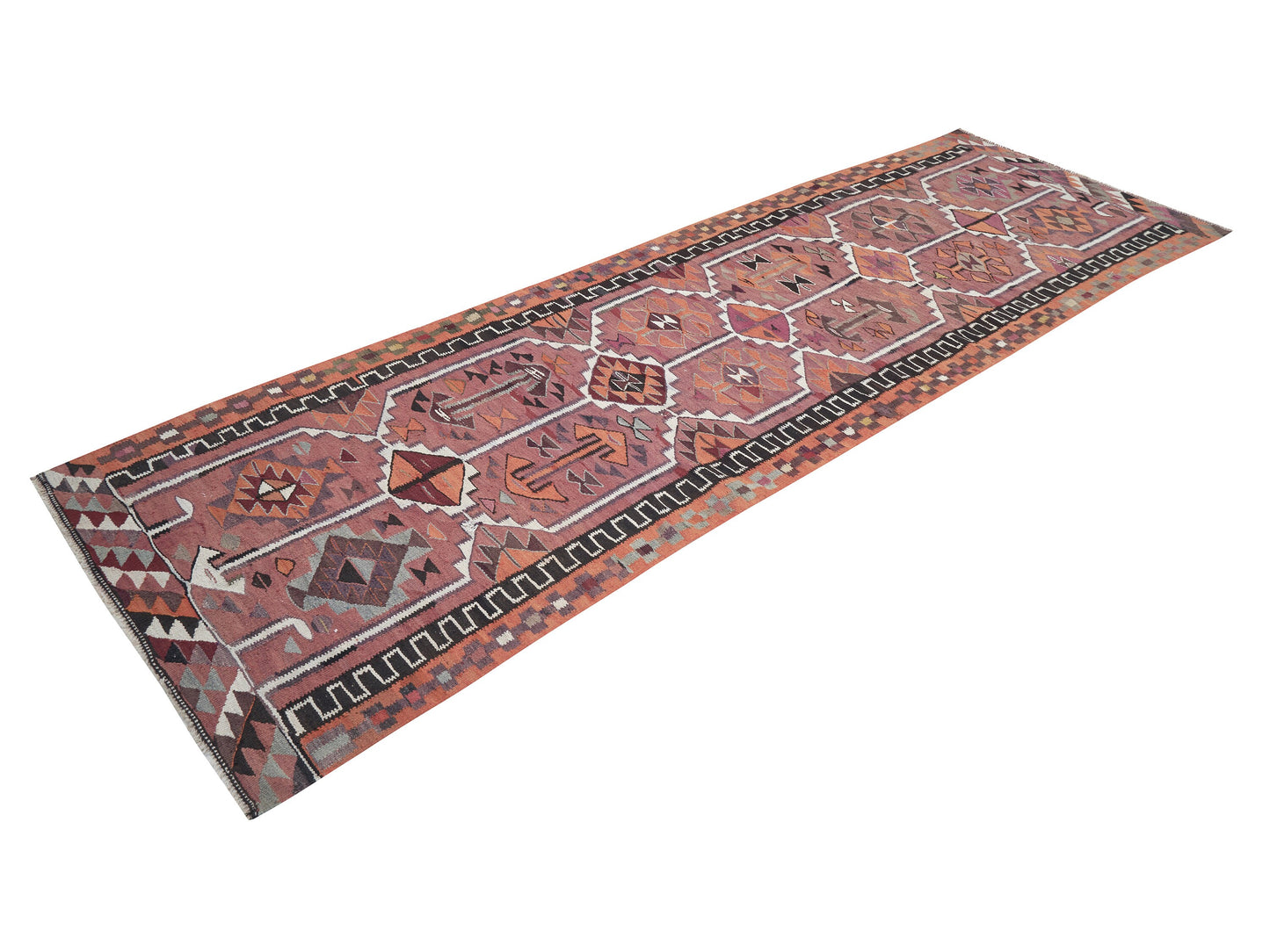 Turkish Vintage Runner Rug, Oushak Eclectic Runner Rug, Handmade Antique Runner Rug, Kilim Runner Rug, Bohemian Rug, Runner Rug 4x12, 11280