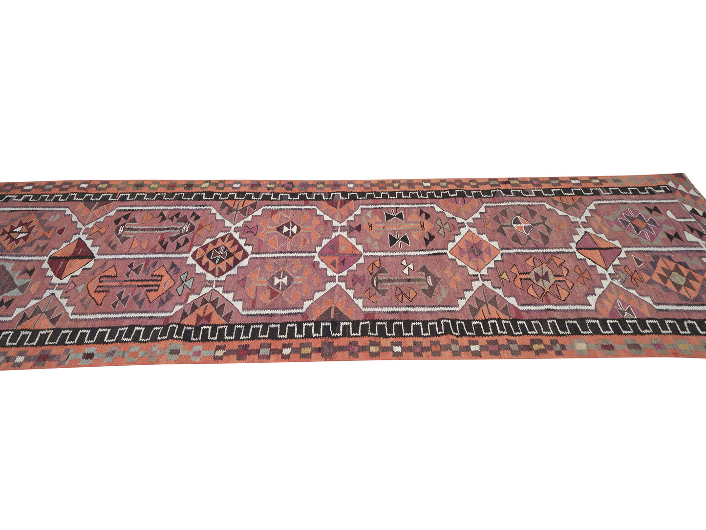 Turkish Vintage Runner Rug, Oushak Eclectic Runner Rug, Handmade Antique Runner Rug, Kilim Runner Rug, Bohemian Rug, Runner Rug 4x12, 11280