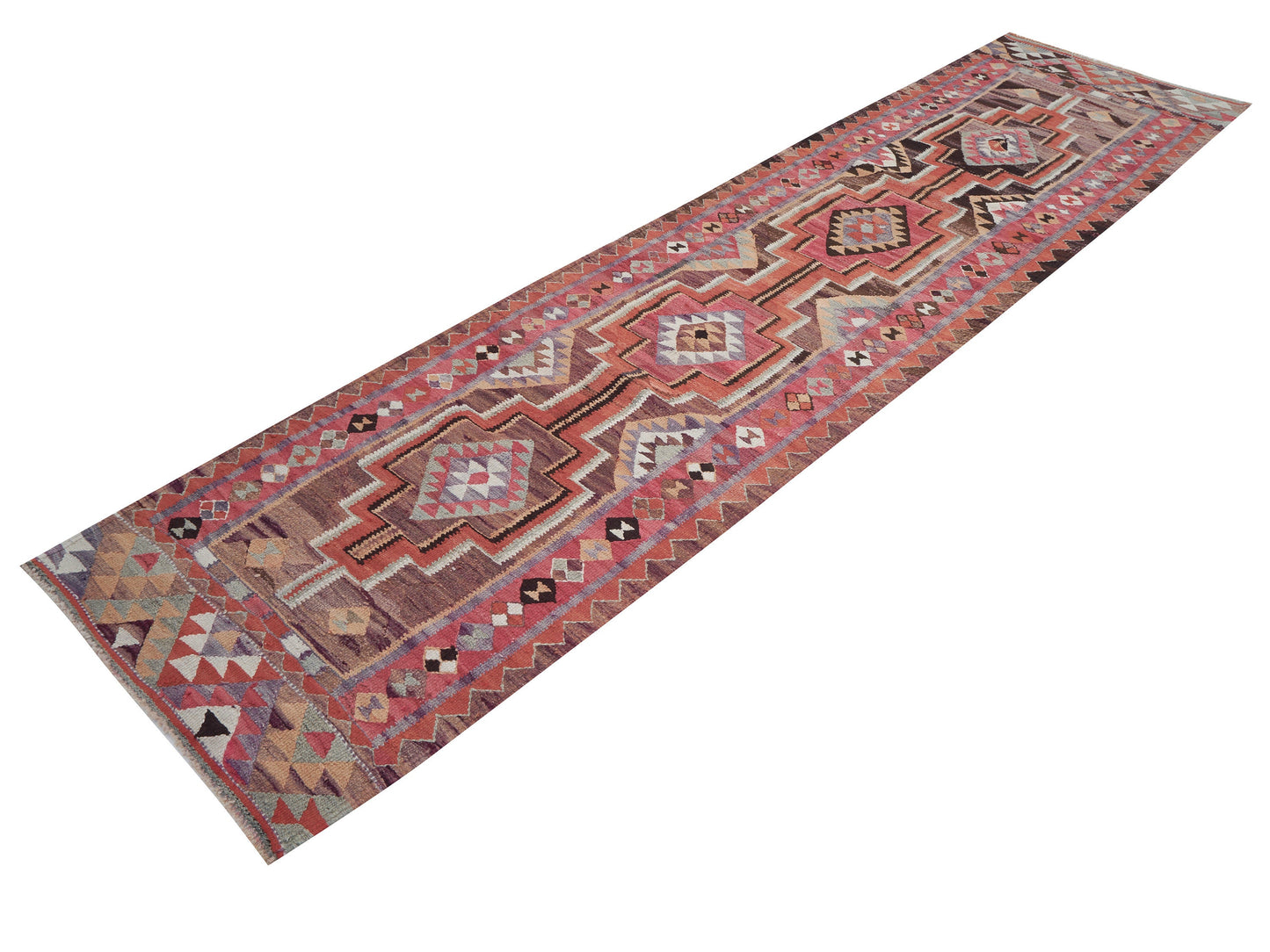 Handmade Antique Runner Rug, Turkish Vintage Runner Rug, Oushak Eclectic Runner Rug, Kilim Runner Rug, Bohemian Rug, Runner Rug 3x12, 11353