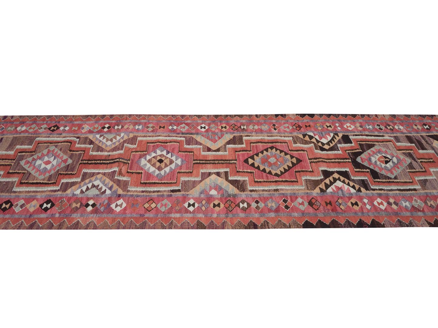 Handmade Antique Runner Rug, Turkish Vintage Runner Rug, Oushak Eclectic Runner Rug, Kilim Runner Rug, Bohemian Rug, Runner Rug 3x12, 11353