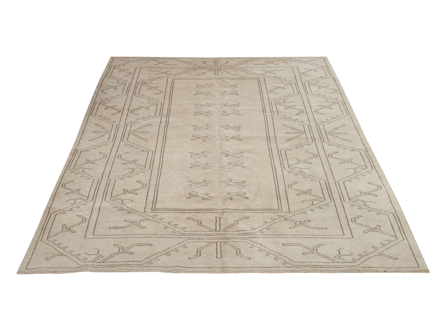 Turkish Handmade Rug, Vintage Oushak Rug, Area Antique Rug, Neutral Floor Rug, Scandinavian Rug, Turkey Rug, Living Room Rug, Rug 5x8, 12594