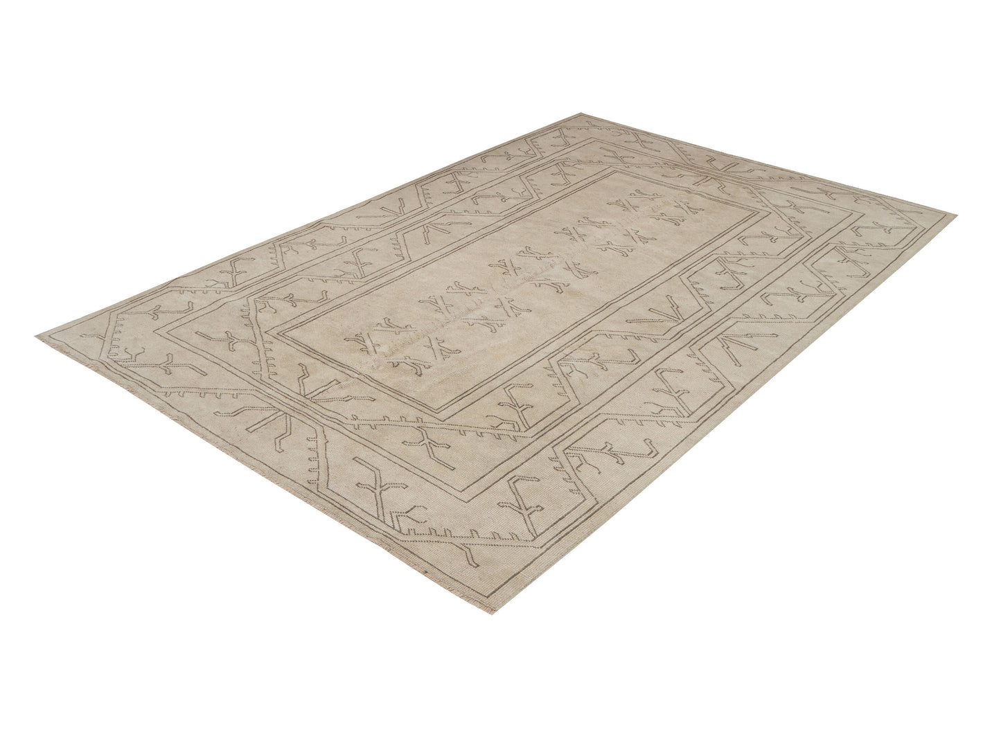 Turkish Handmade Rug, Vintage Oushak Rug, Area Antique Rug, Neutral Floor Rug, Scandinavian Rug, Turkey Rug, Living Room Rug, Rug 5x8, 12594