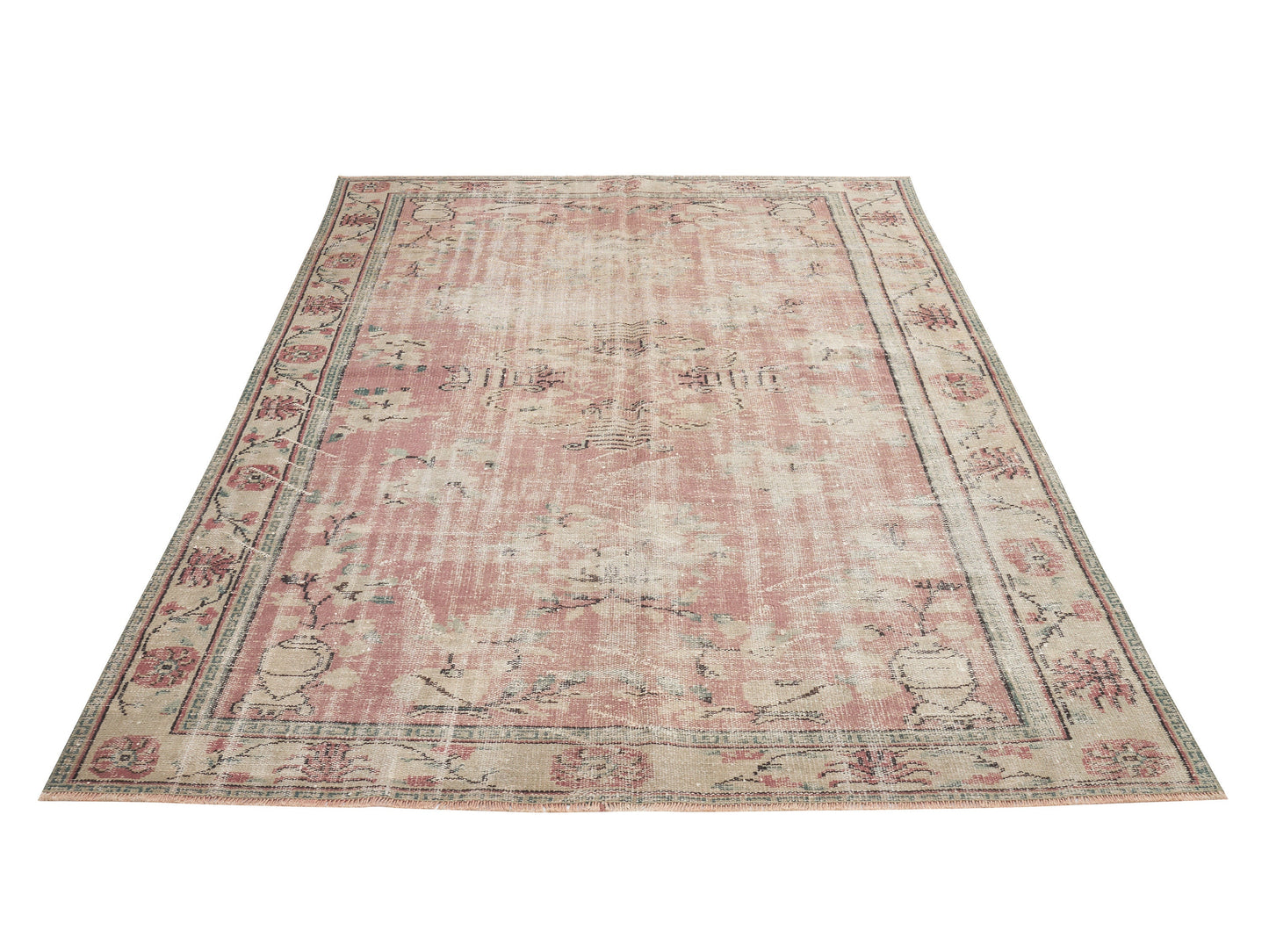 Handmade Area Rug, Vintage Oushak Rug, Turkish Eclectic Rug, Neutral Floor Rug, Kid Room Rug, Bohemian Rug, Turkey Rug, Rug 6x8, 12110
