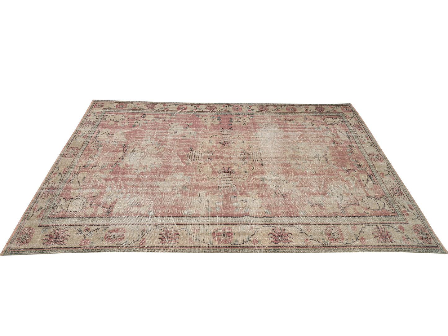 Handmade Area Rug, Vintage Oushak Rug, Turkish Eclectic Rug, Neutral Floor Rug, Kid Room Rug, Bohemian Rug, Turkey Rug, Rug 6x8, 12110