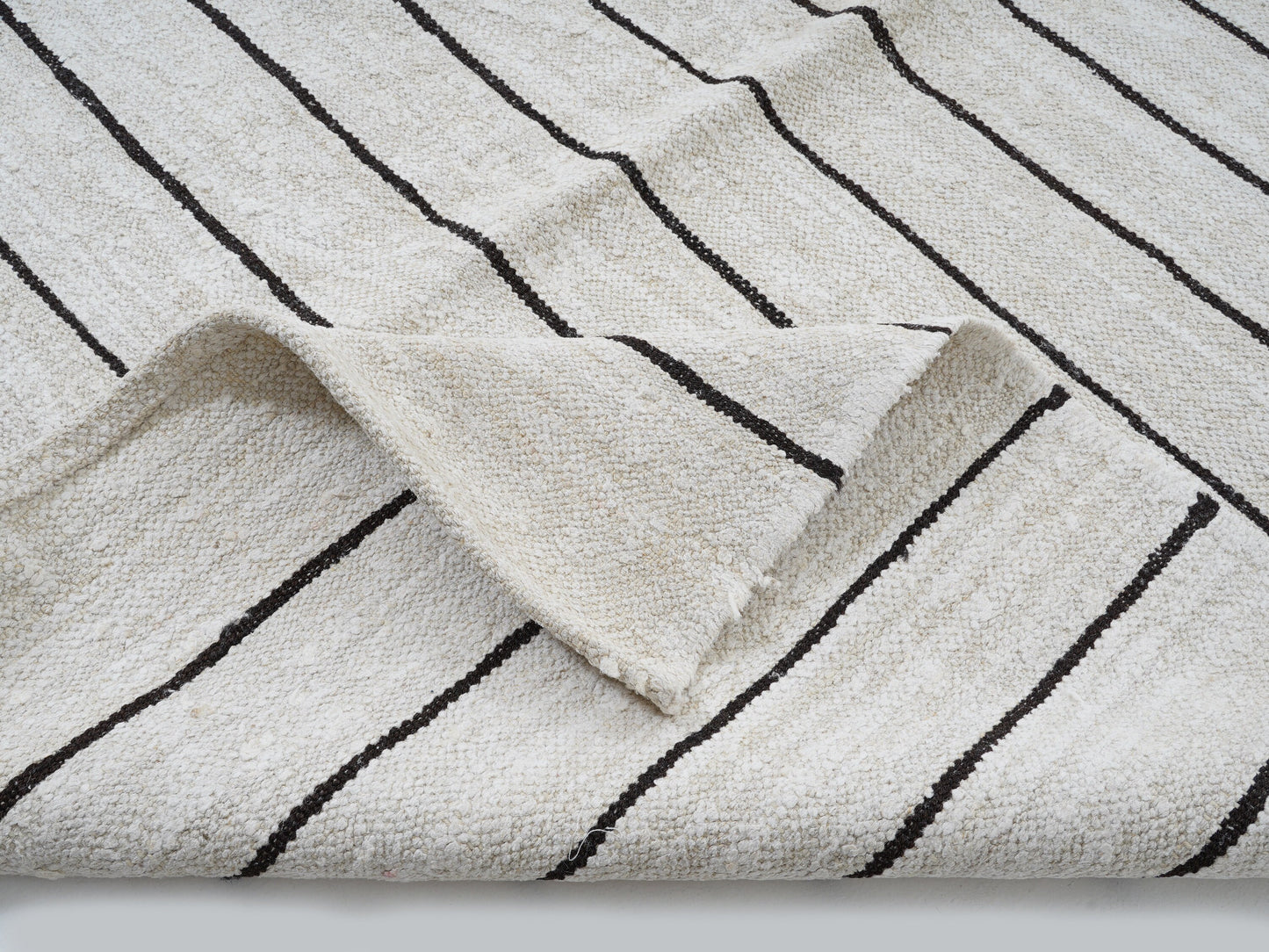 Vintage Handmade Kilim Rug, Turkish Striped Kilim Rug, Area Kilim Rug, Oversize Rug, Kilim Rug 10x14, Large Rug, White Hemp Rug, 12813