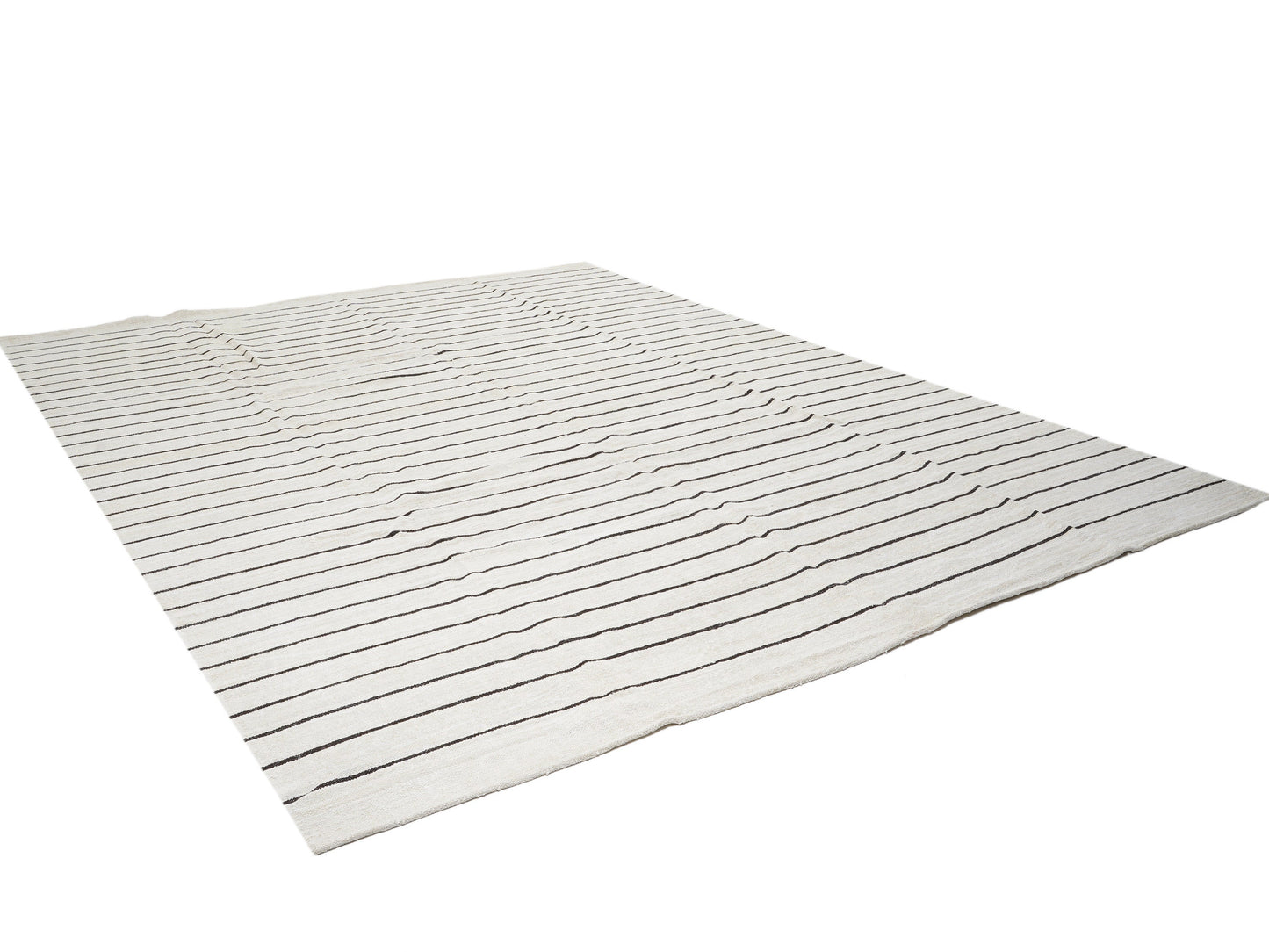 White Hemp Rug, Handmade Area Kilim Rug, Turkish Kilim Rug, Vintage Kilim, Large Striped Kilim Rug, Oversize Rug, Kilim Rug 10x13, 12814