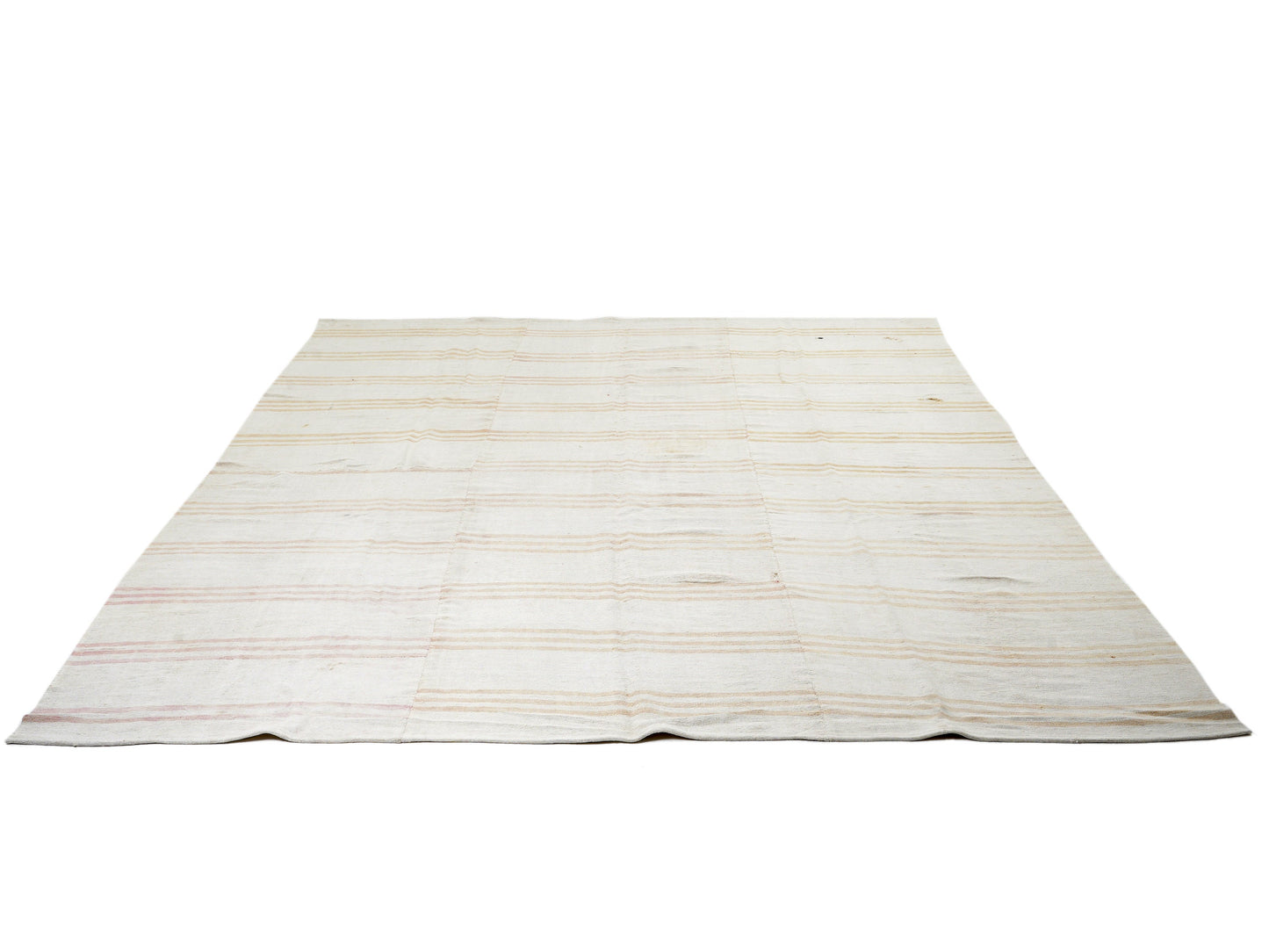 Turkish Striped Kilim Rug, Vintage Kilim Rug, Handmade Area Kilim Rug, Large Rug, White Hemp Rug, Kilim Rug 10x12, Oversize Rug, 12815