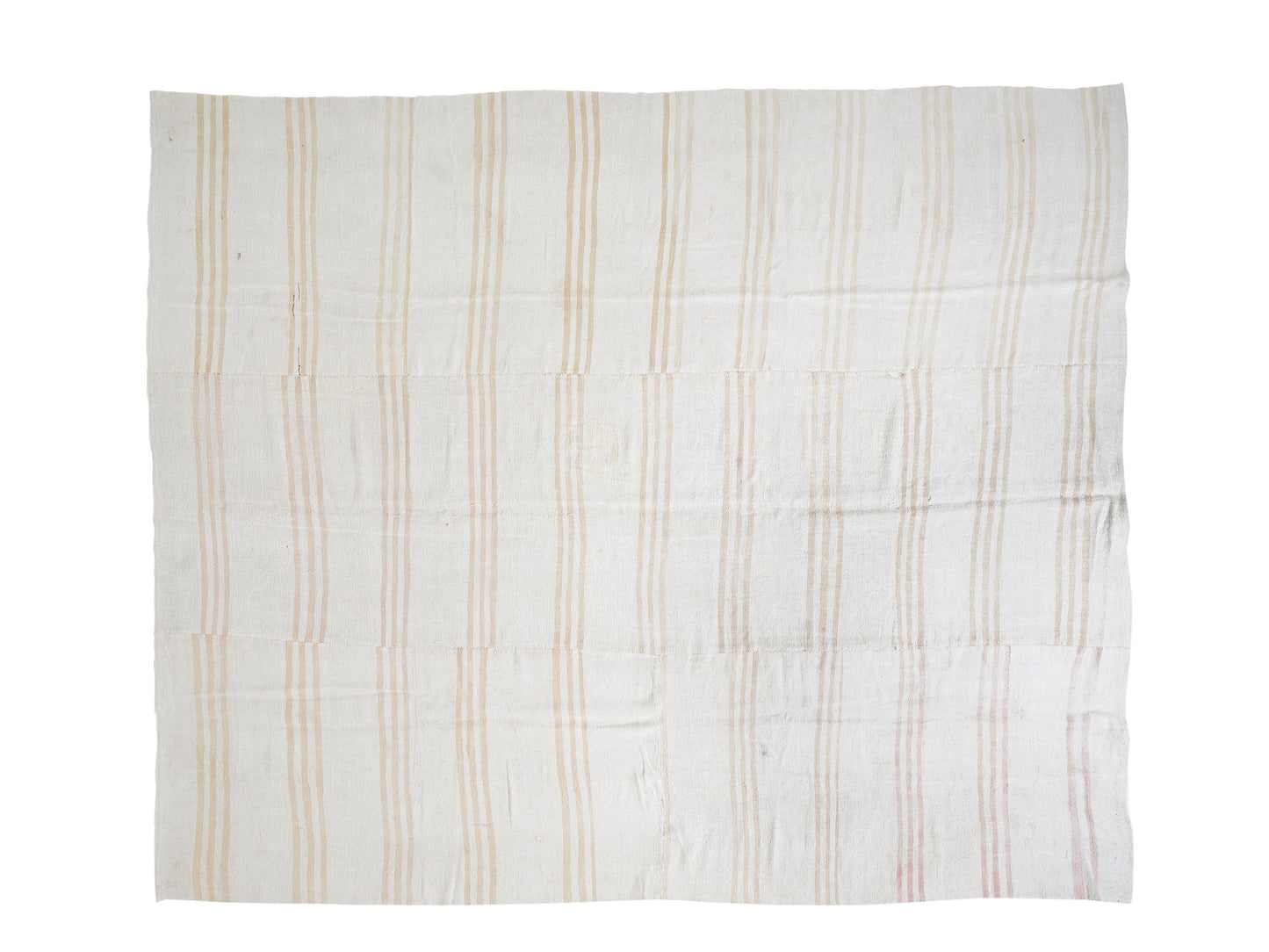 Turkish Striped Kilim Rug, Vintage Kilim Rug, Handmade Area Kilim Rug, Large Rug, White Hemp Rug, Kilim Rug 10x12, Oversize Rug, 12815