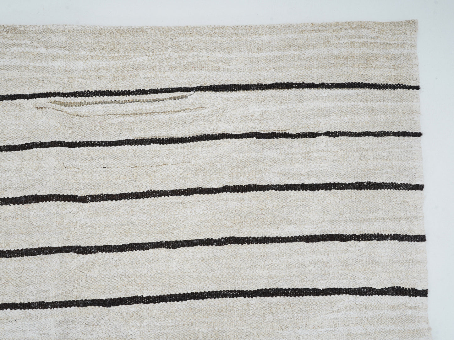 White Hemp Rug, Handmade Area Kilim Rug, Turkish Kilim Rug, Vintage Kilim, Large Striped Kilim Rug, Oversize Rug, Kilim Rug 10x13, 12814