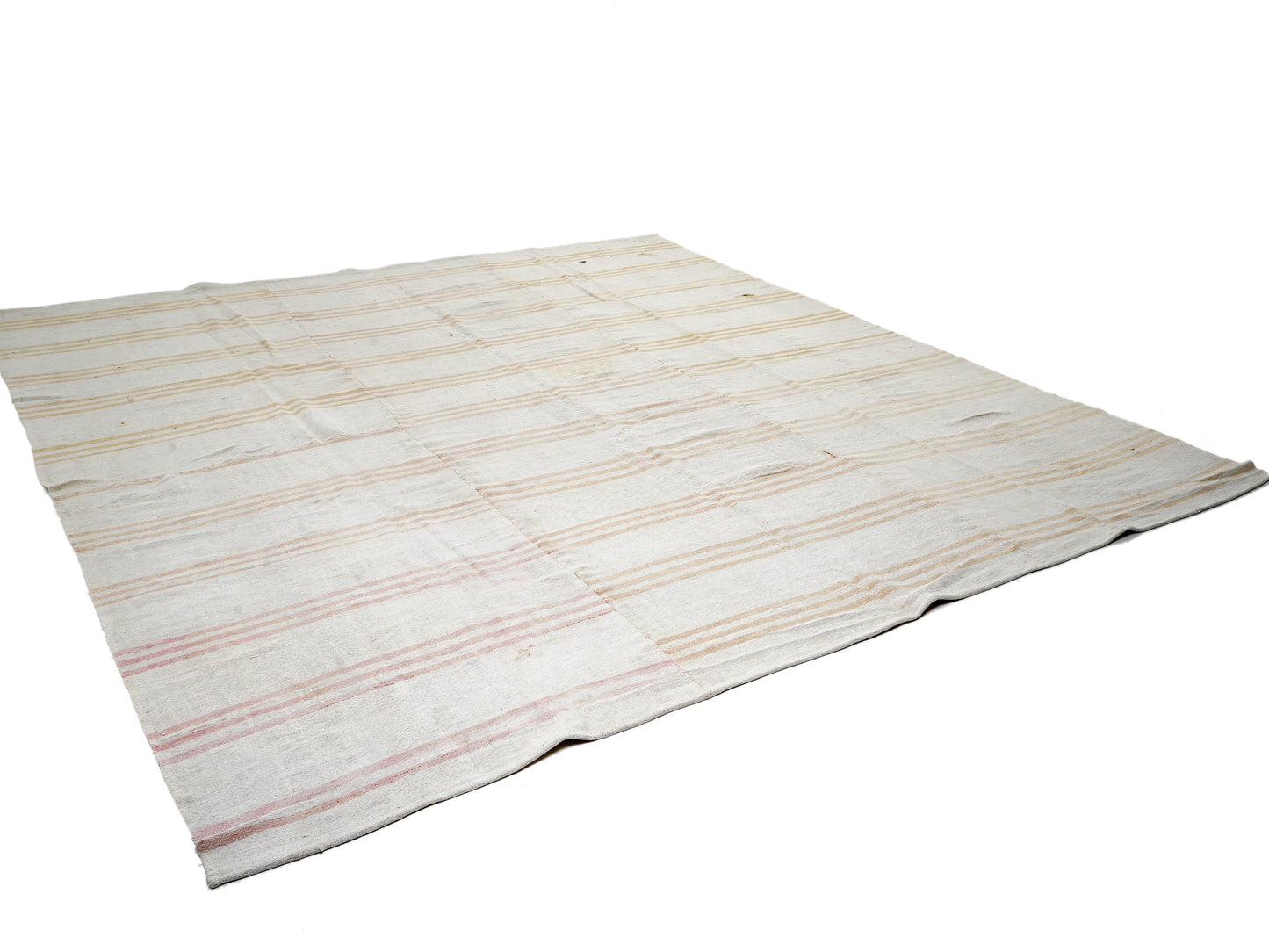 Turkish Striped Kilim Rug, Vintage Kilim Rug, Handmade Area Kilim Rug, Large Rug, White Hemp Rug, Kilim Rug 10x12, Oversize Rug, 12815