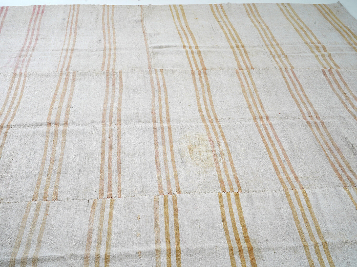 Turkish Striped Kilim Rug, Vintage Kilim Rug, Handmade Area Kilim Rug, Large Rug, White Hemp Rug, Kilim Rug 10x12, Oversize Rug, 12815