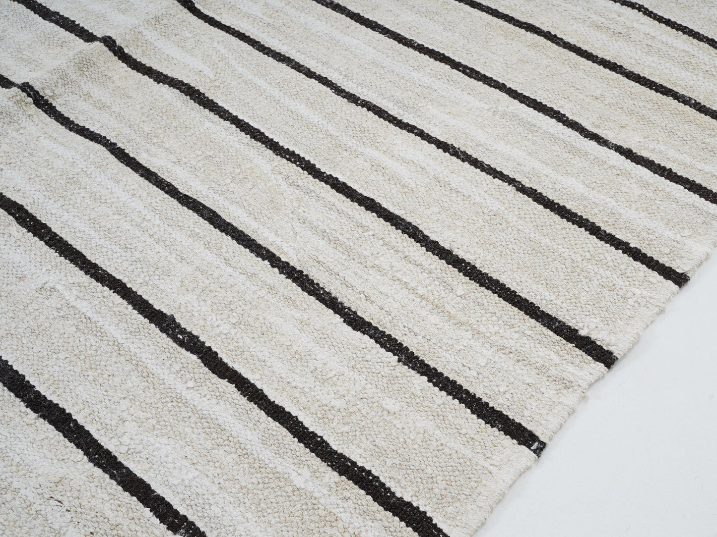 White Hemp Rug, Handmade Area Kilim Rug, Turkish Kilim Rug, Vintage Kilim, Large Striped Kilim Rug, Oversize Rug, Kilim Rug 10x13, 12814