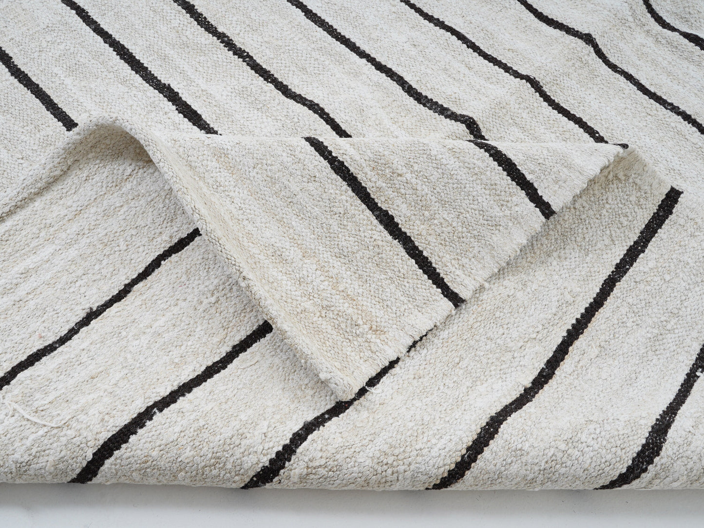 White Hemp Rug, Handmade Area Kilim Rug, Turkish Kilim Rug, Vintage Kilim, Large Striped Kilim Rug, Oversize Rug, Kilim Rug 10x13, 12814