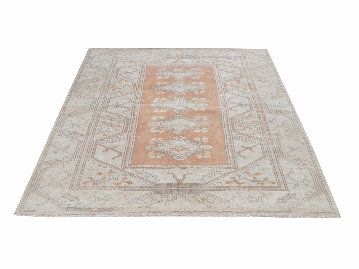Vintage Handmade Rug, Turkish Oushak Rug, Neutral Area Rug, Office Rug, Bohemian Rug, Anatolia Eclectic Rug, Carpet Rug, Rug 5x7, 12534