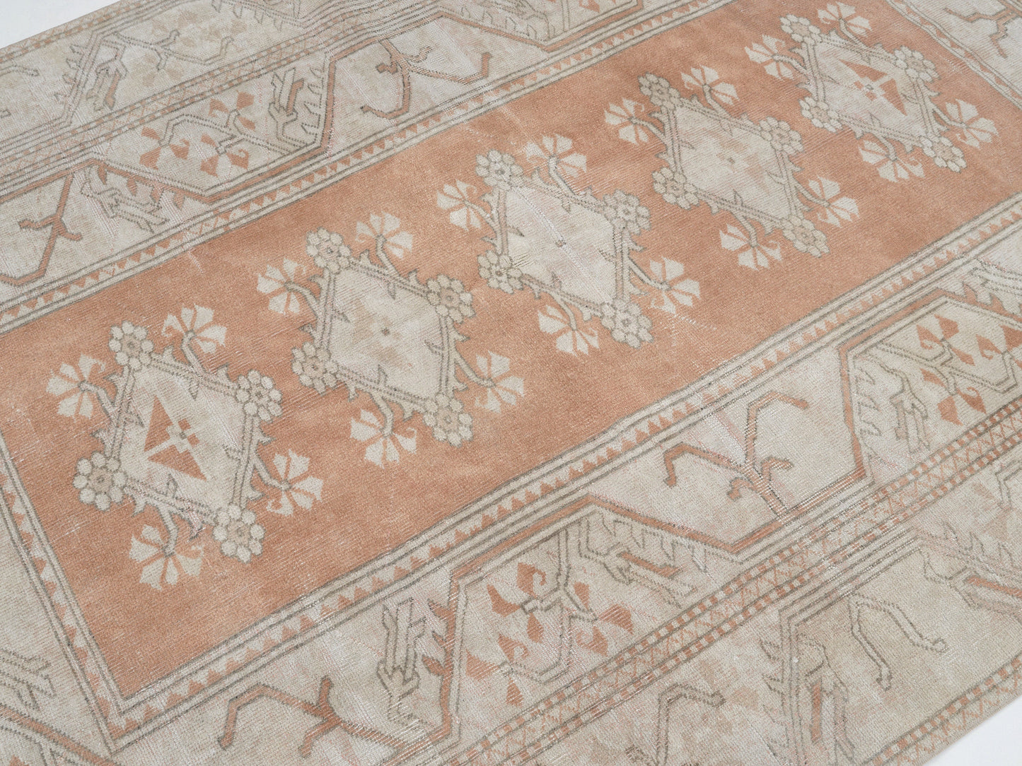 Vintage Handmade Rug, Turkish Oushak Rug, Neutral Area Rug, Office Rug, Bohemian Rug, Anatolia Eclectic Rug, Carpet Rug, Rug 5x7, 12534